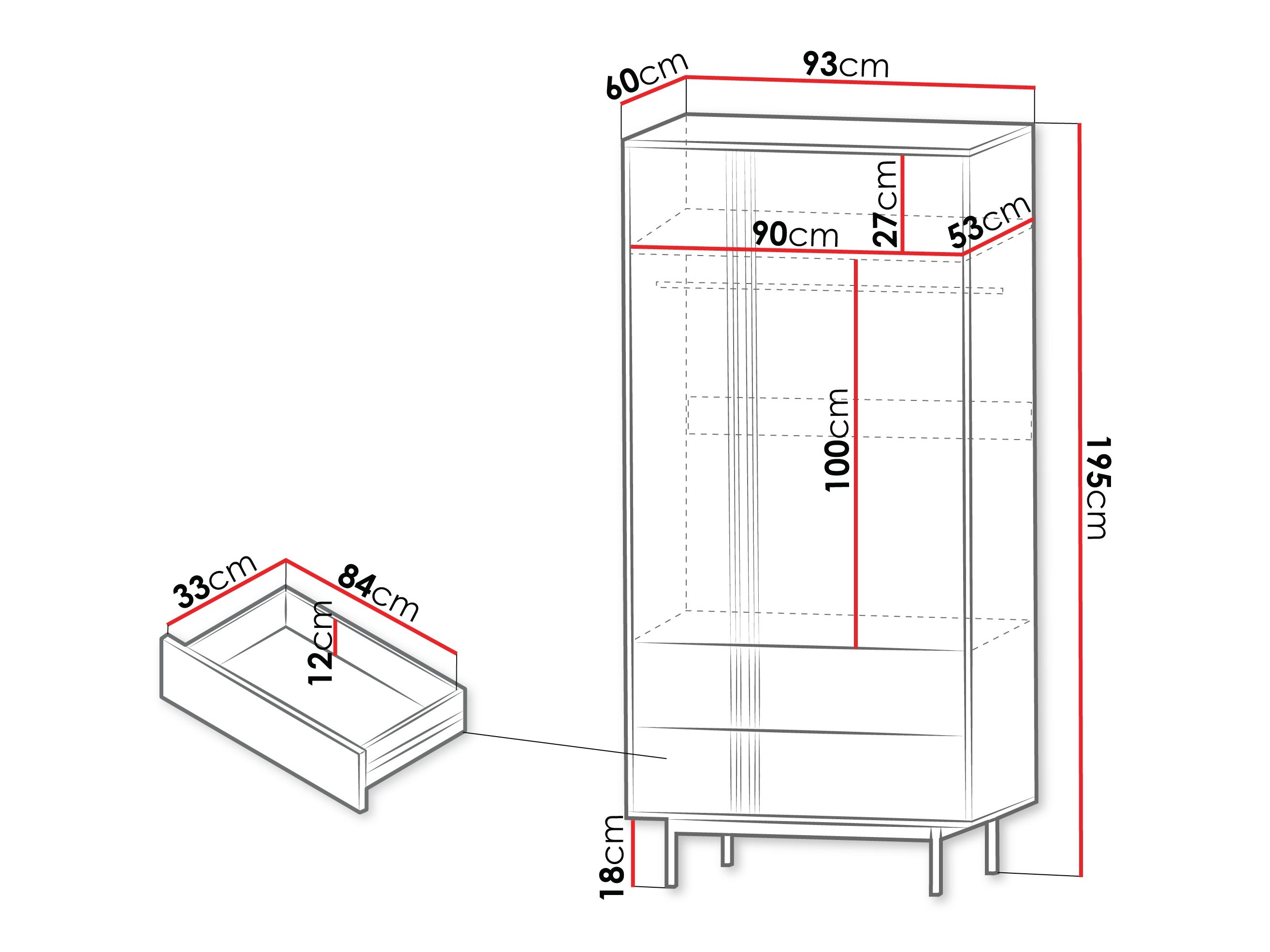 Kledingkast Levali 100 (Eiken)