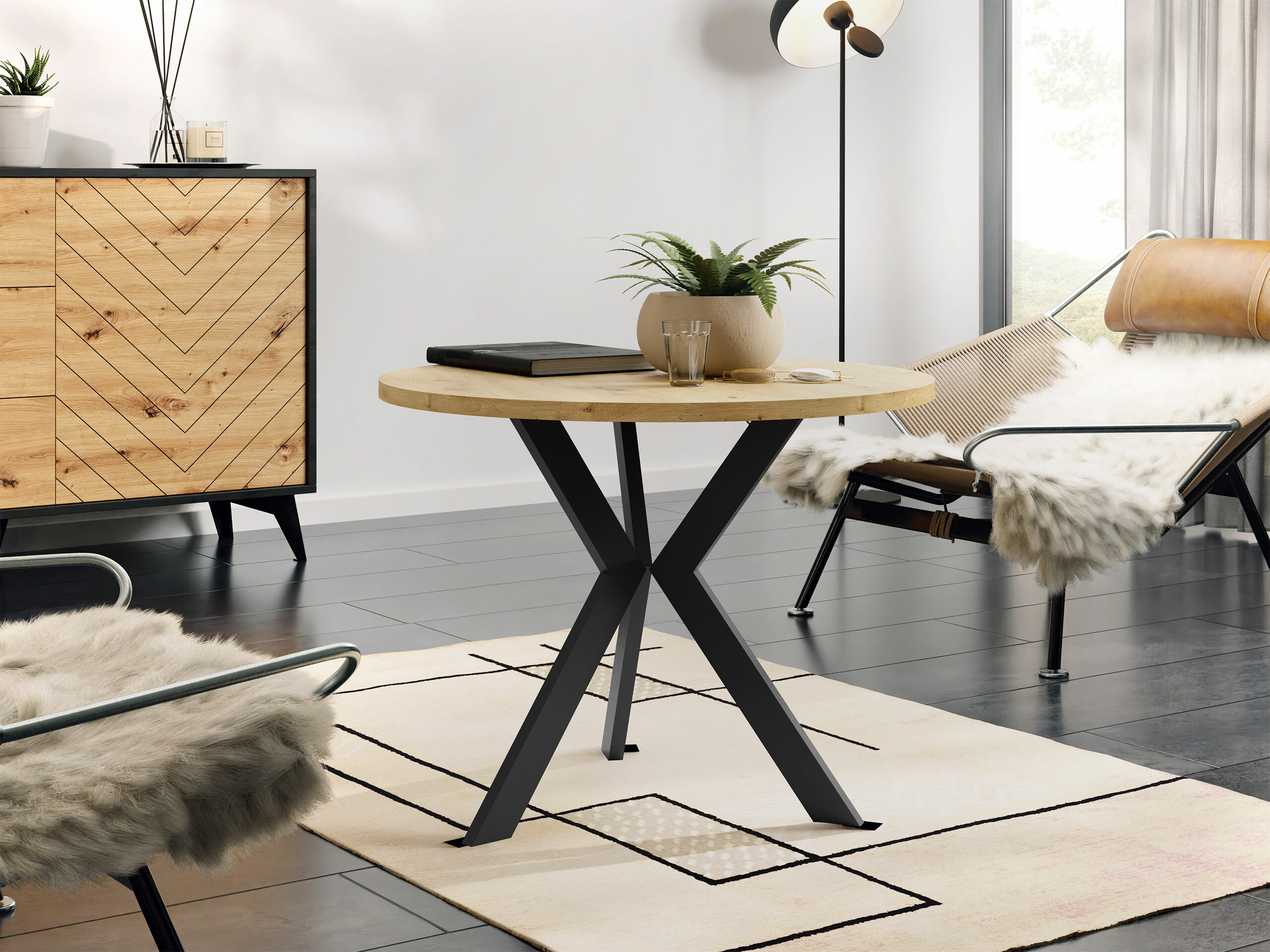 Salontafel Dearborn 106 (Artisan eiken + Zwart)