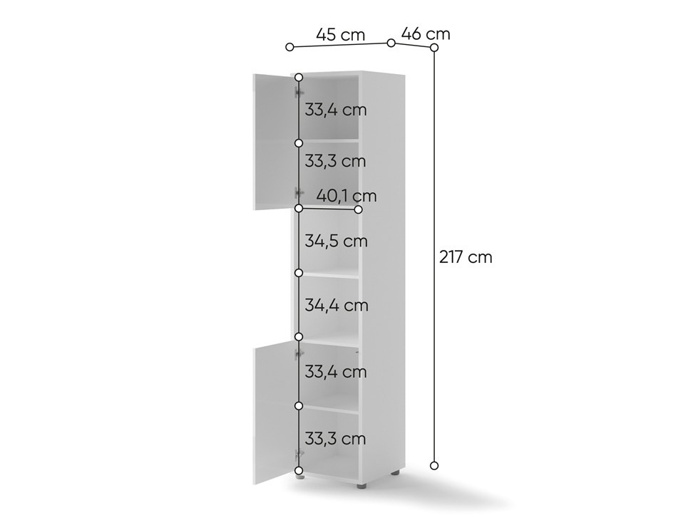 Boekenkast Concept Pro Lenart III (Wit + Glanzend wit)