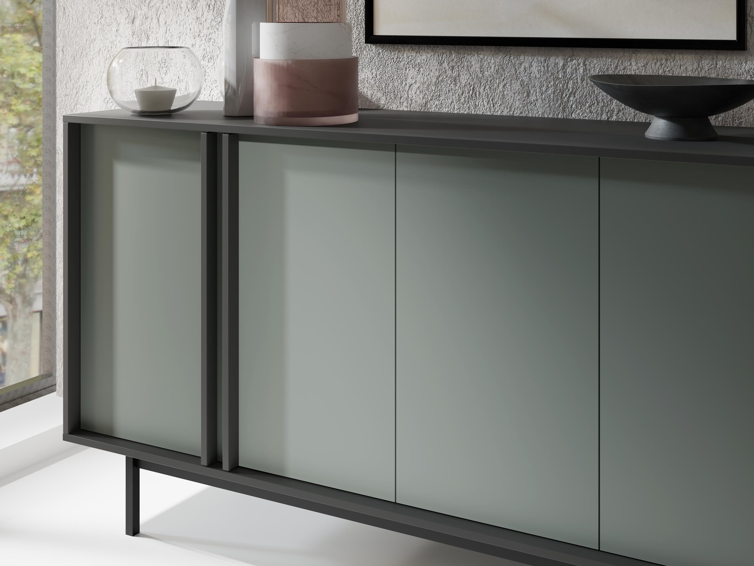 Dressoir Levali 105 (Stoffig groen)