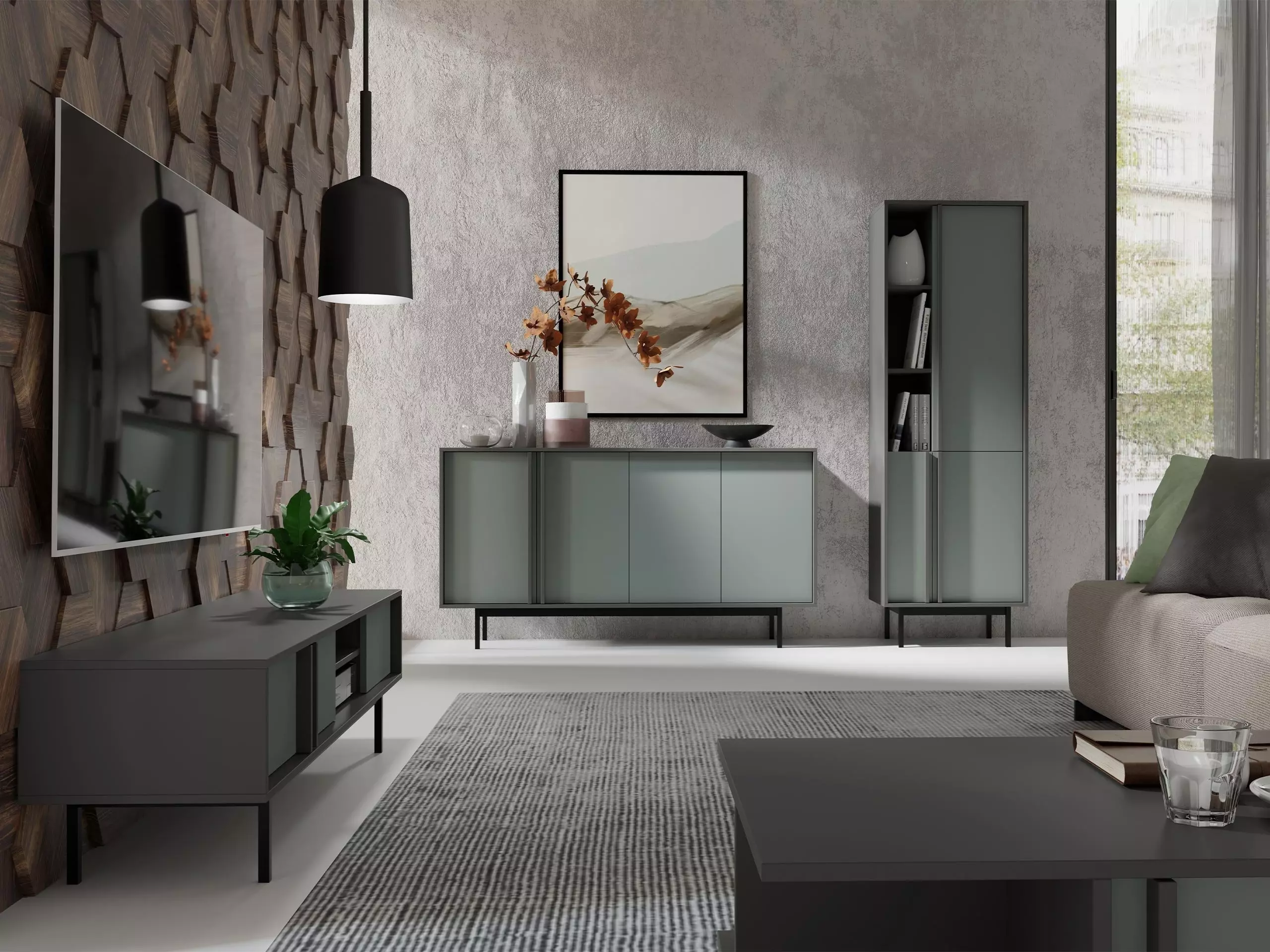 Ladekast Levali 106 (Stoffig groen)