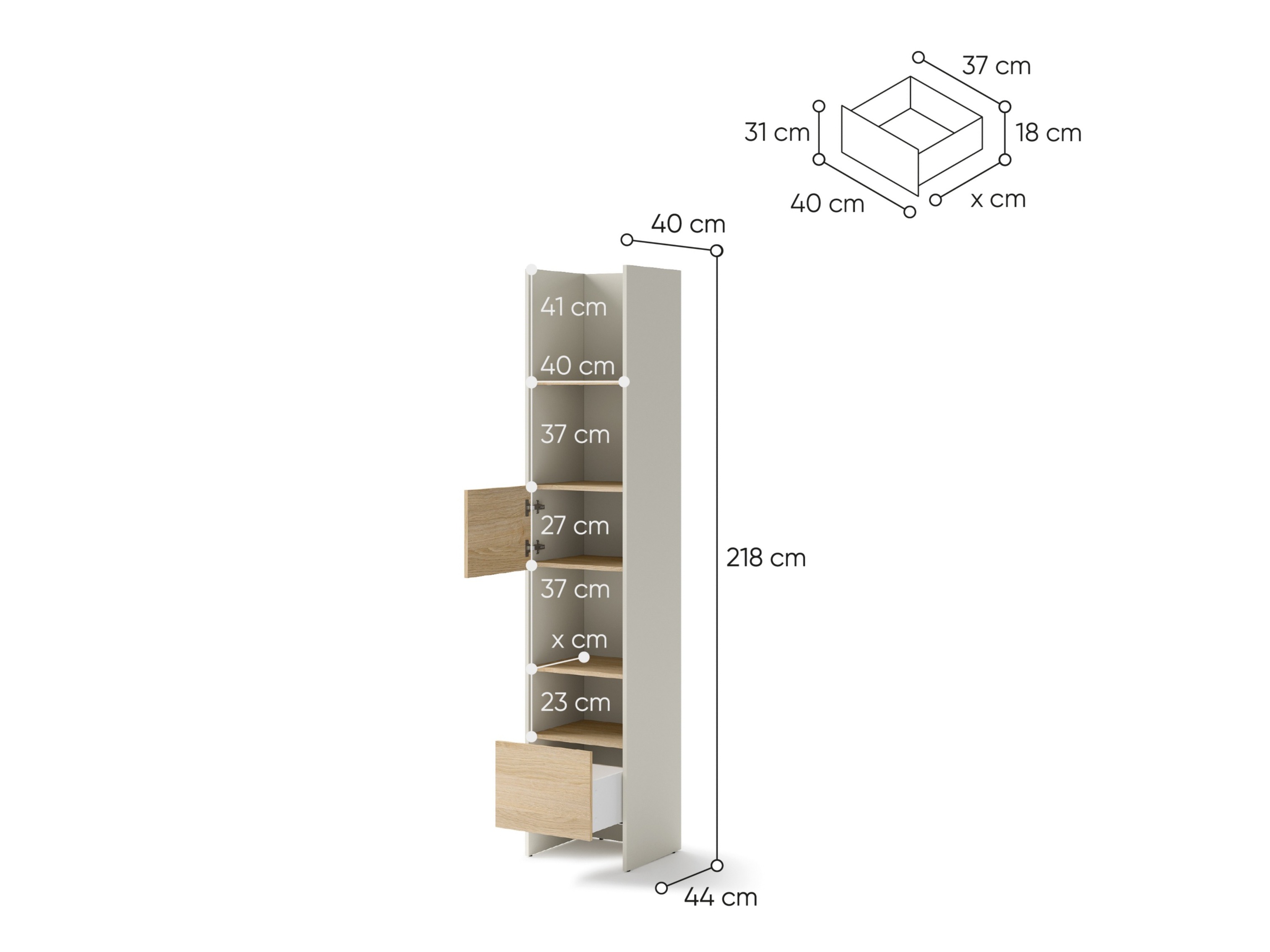 Boekenkast Concept Pro Lenart VI (Kasjmier + Eiken)