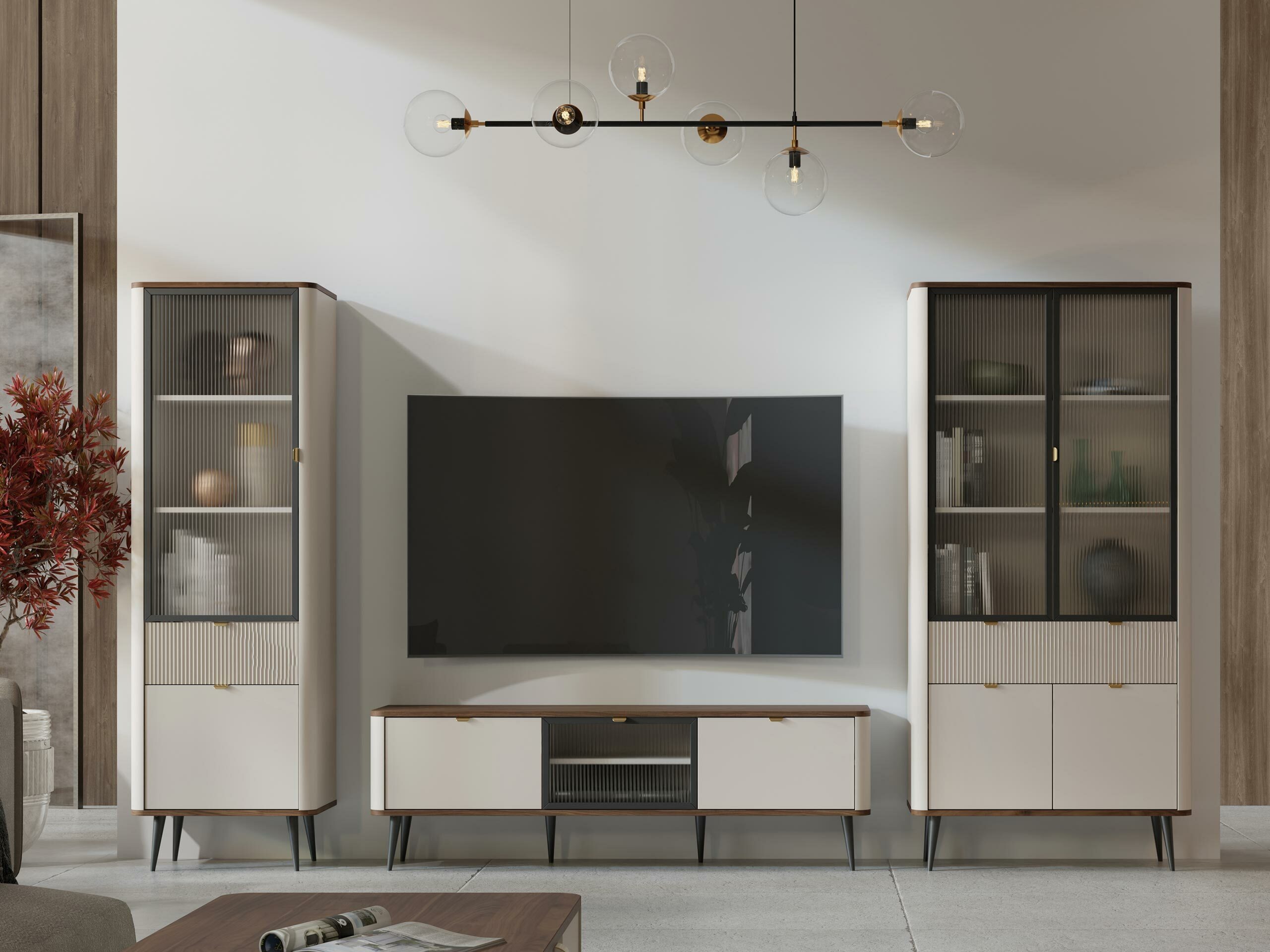 Boekenkast Lufela 102 (Kasjmier + Notenhout)