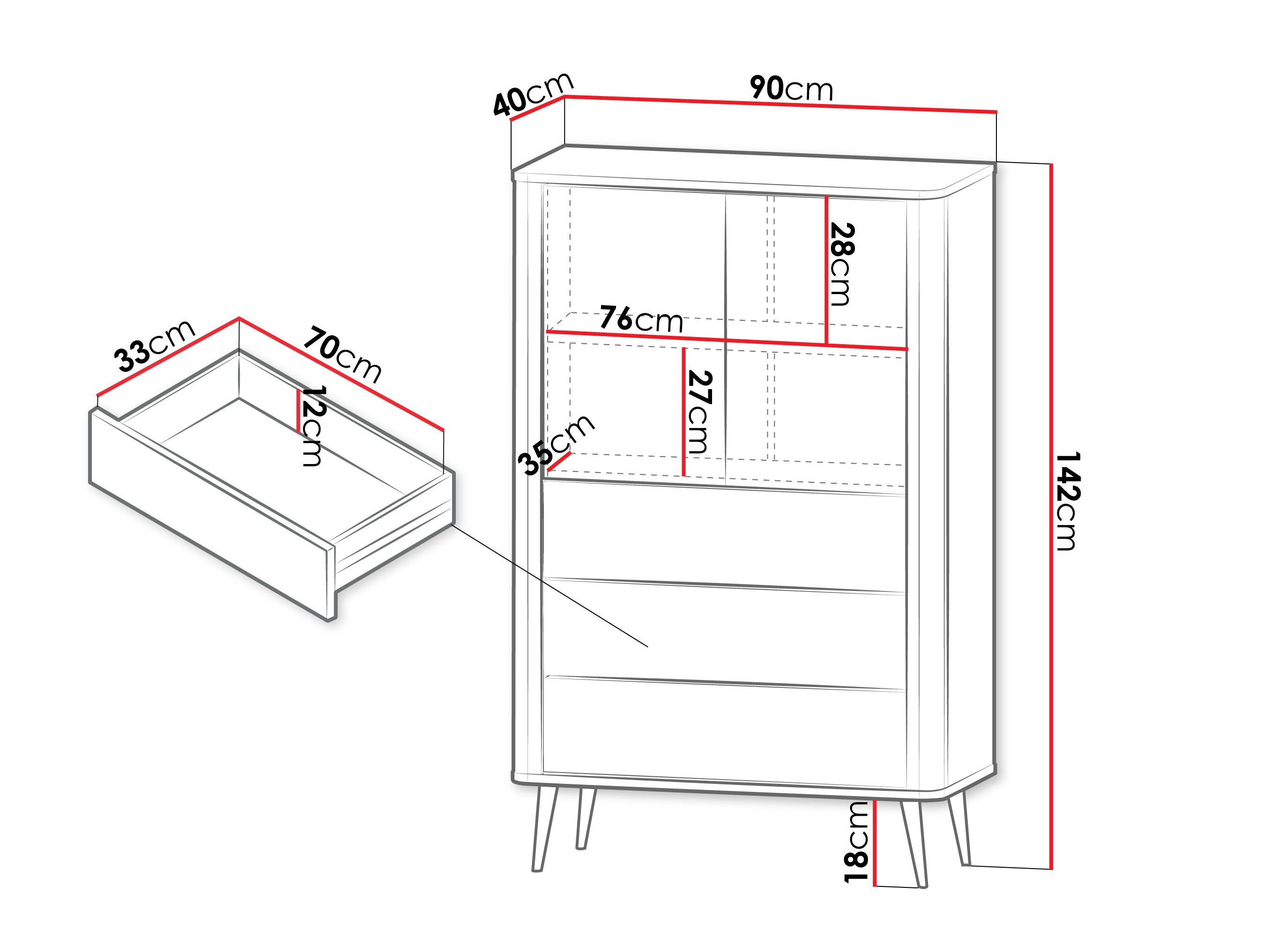 Boekenkast Lufela 104 (Kasjmier + Notenhout)