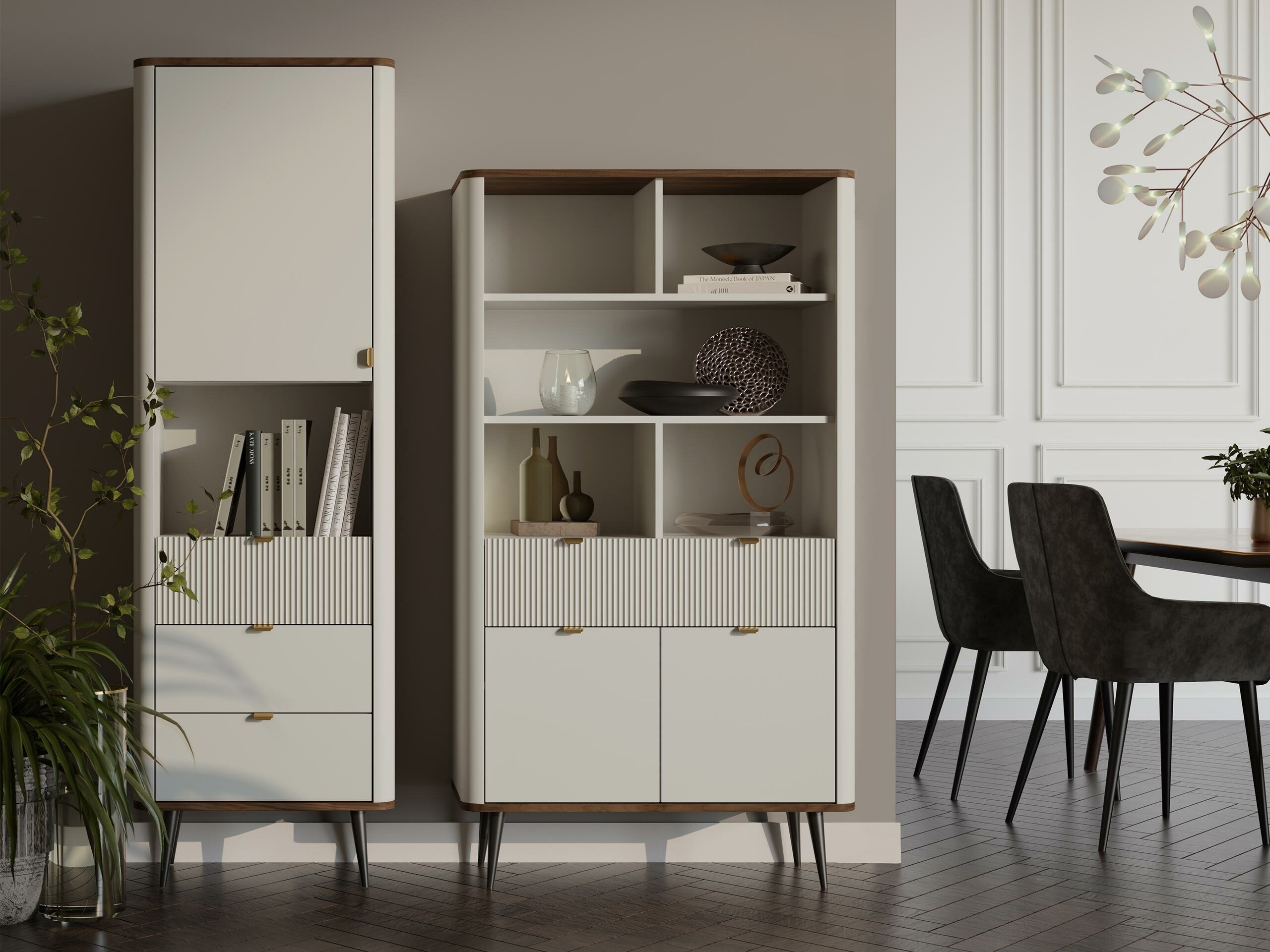 Boekenkast Lufela 108 (Kasjmier + Notenhout)