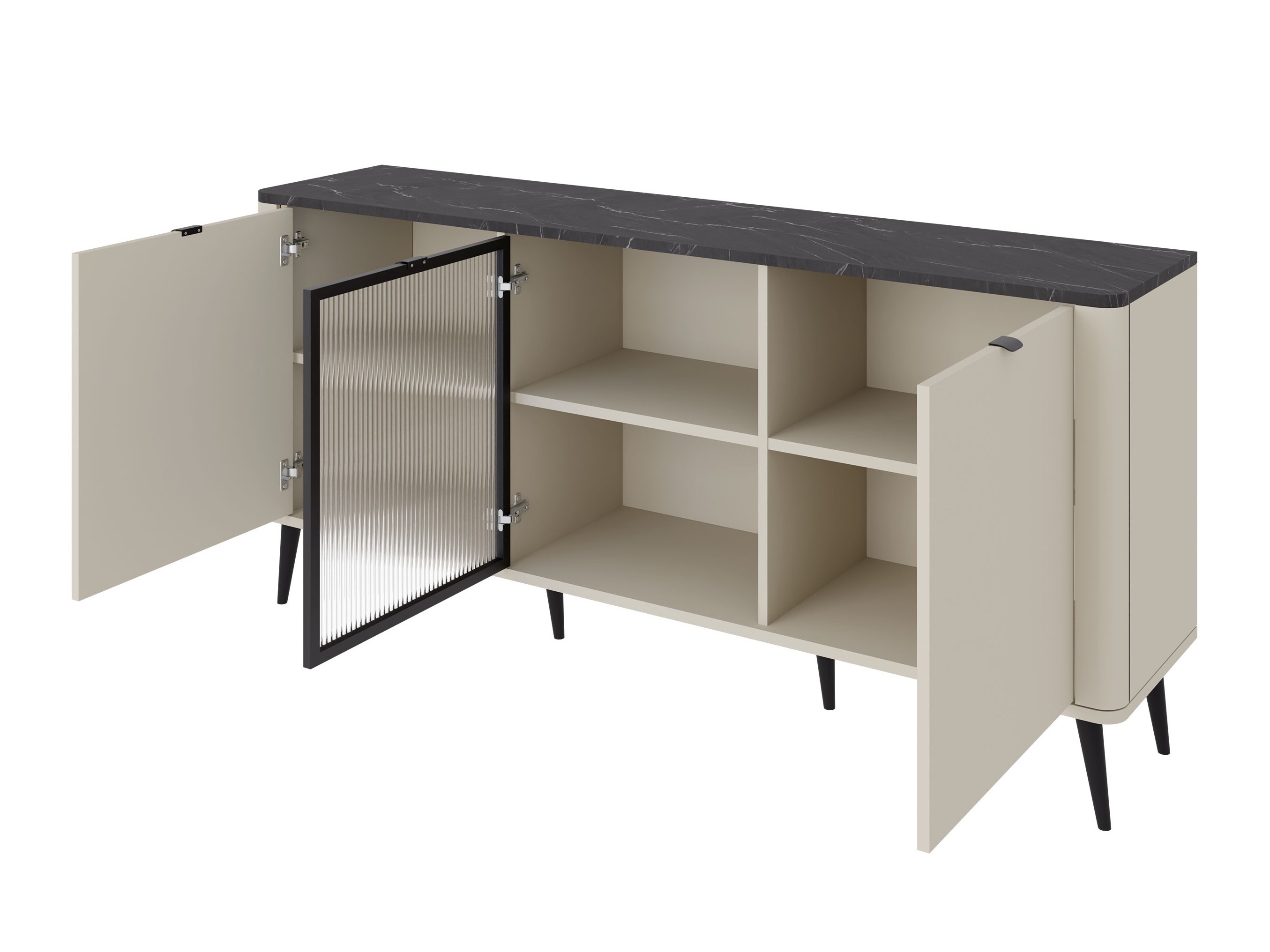 Dressoir Lufela 105 (Kasjmier + Grijs marmer)