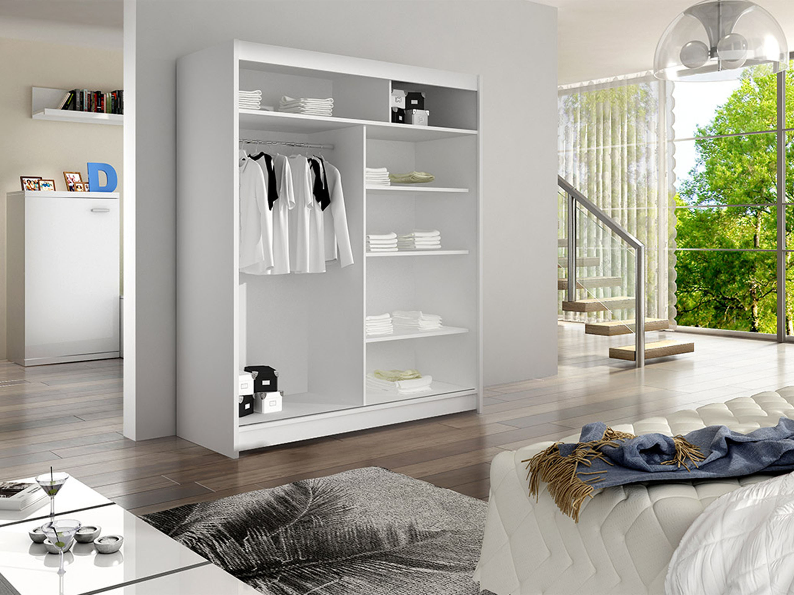 Kledingkast Closico Salvor II (Wit + Artisan eiken)