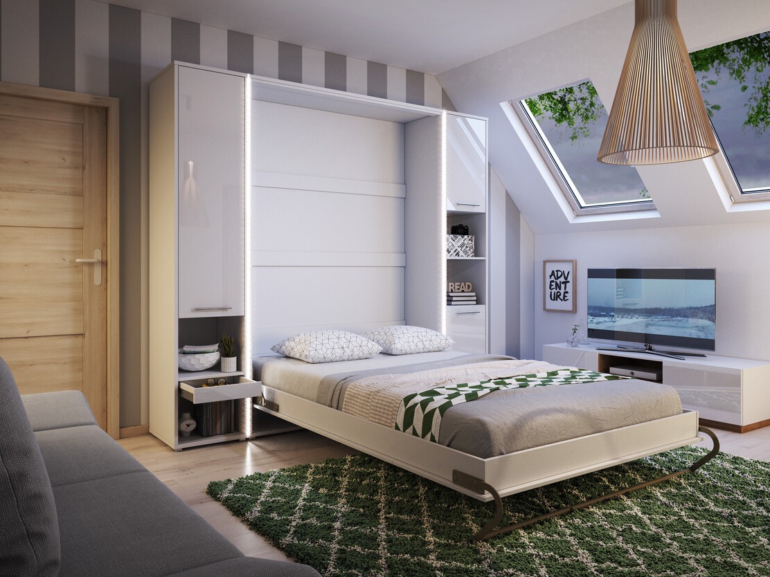 Muurbed Concept Pro Lenart III (Wit + Glanzend wit)