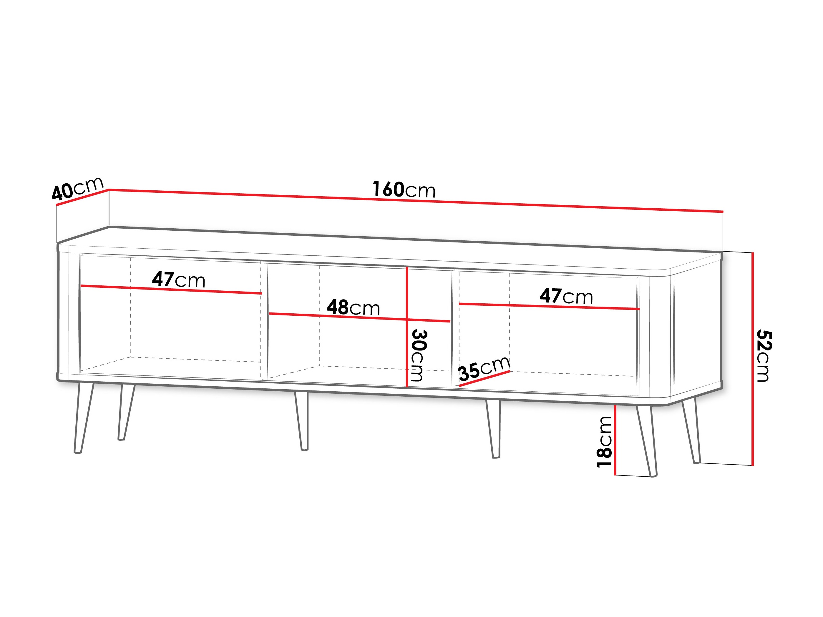 TV-meubel Lufela 112 (Kasjmier + Notenhout)