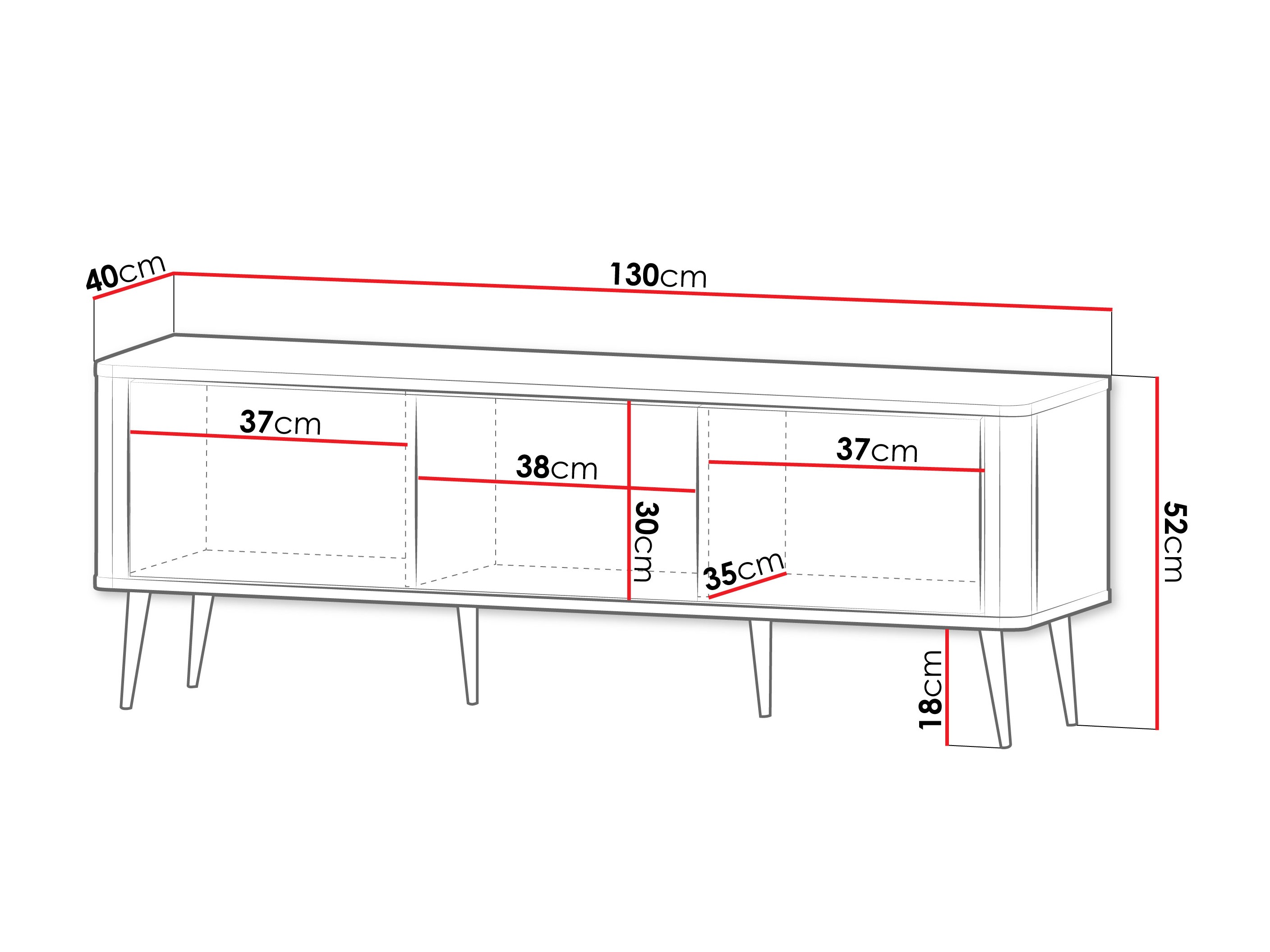 TV-meubel Lufela 113 (Kasjmier + Notenhout)