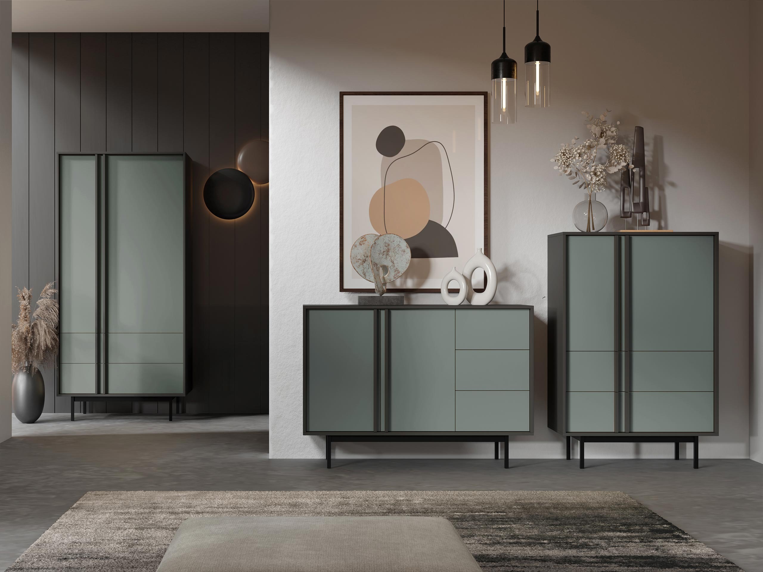 Woonkamerset Levali 116 (Stoffig groen)