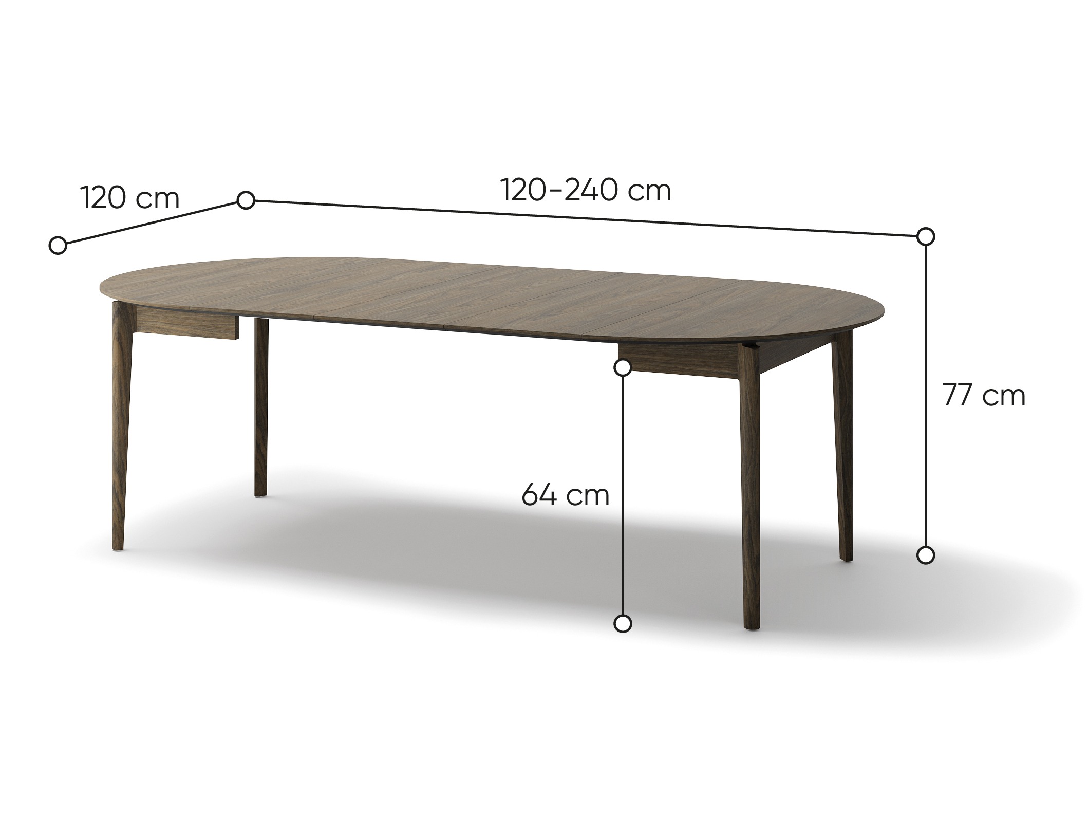 Tafel Fresno 175 (Donkere eik)