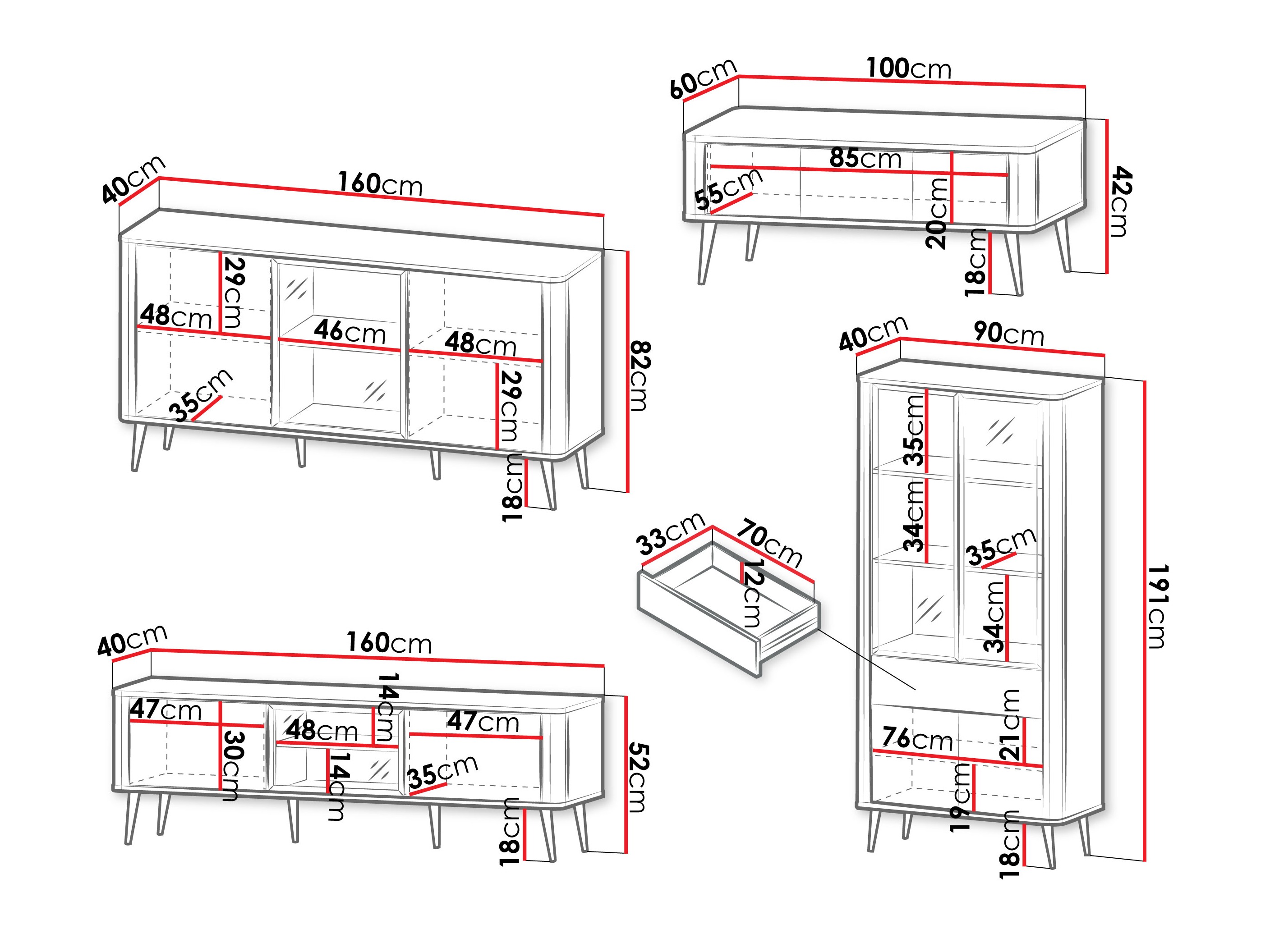 Woonkamerset Lufela 120 (Kasjmier + Notenhout)