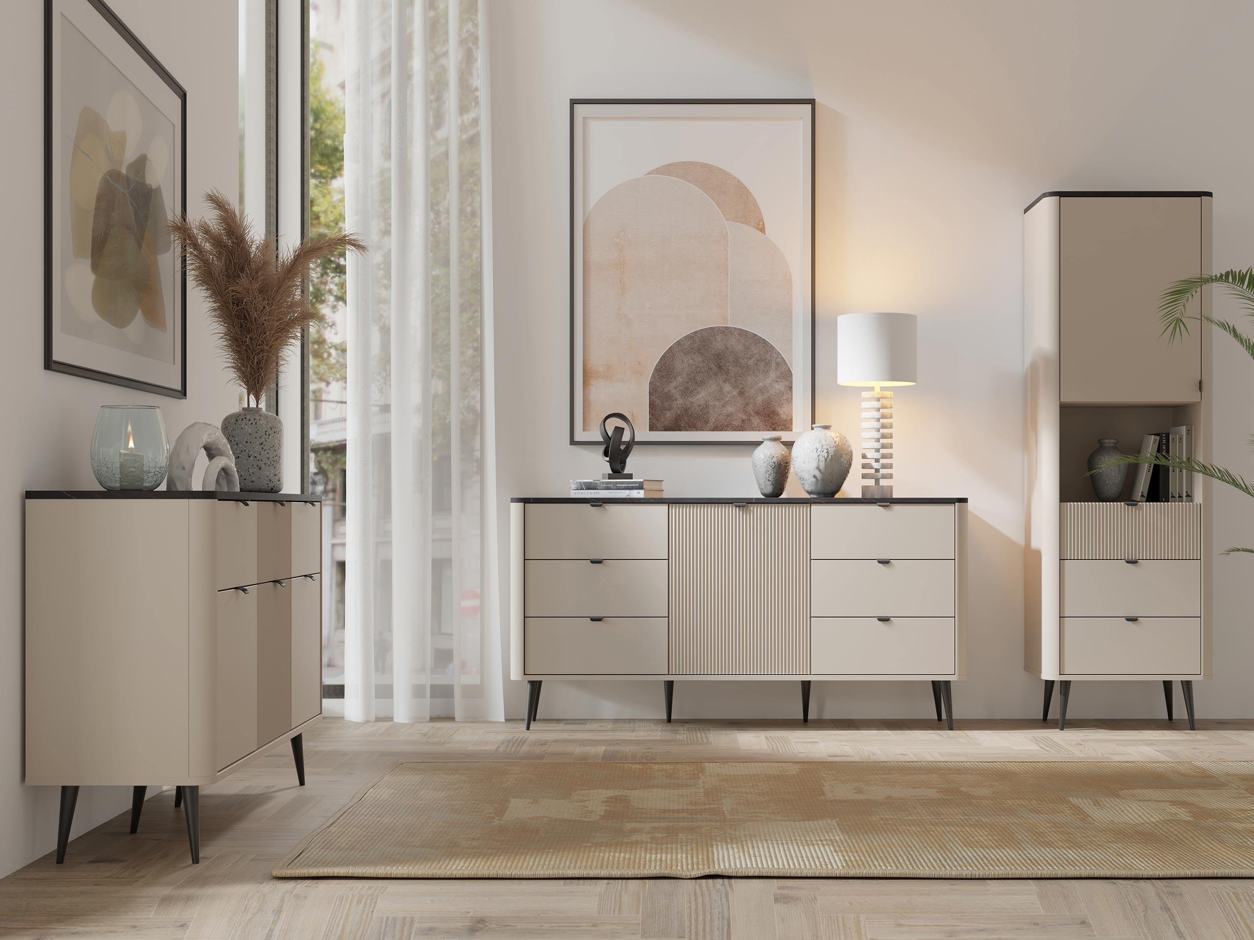 Woonkamerset Lufela 122 (Kasjmier + Grijs marmer)