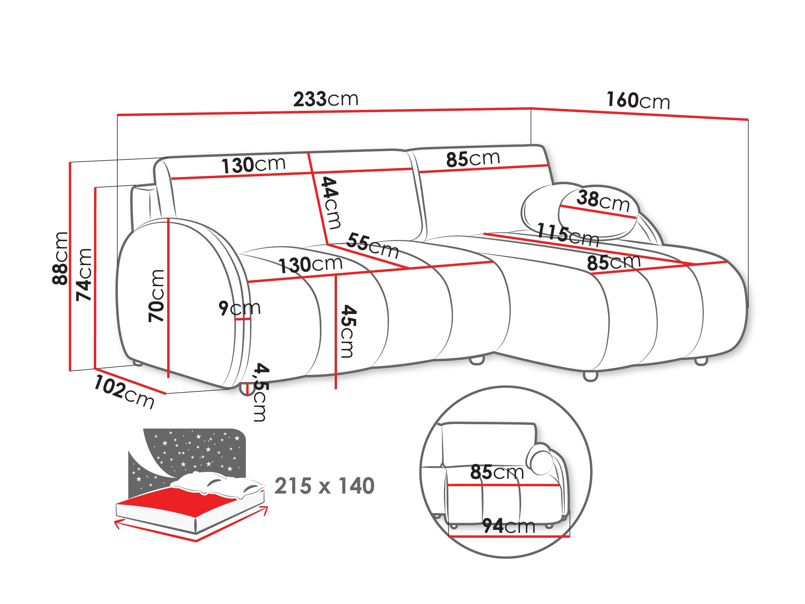 Hoekbank Columbus 247 (Sereno 681)