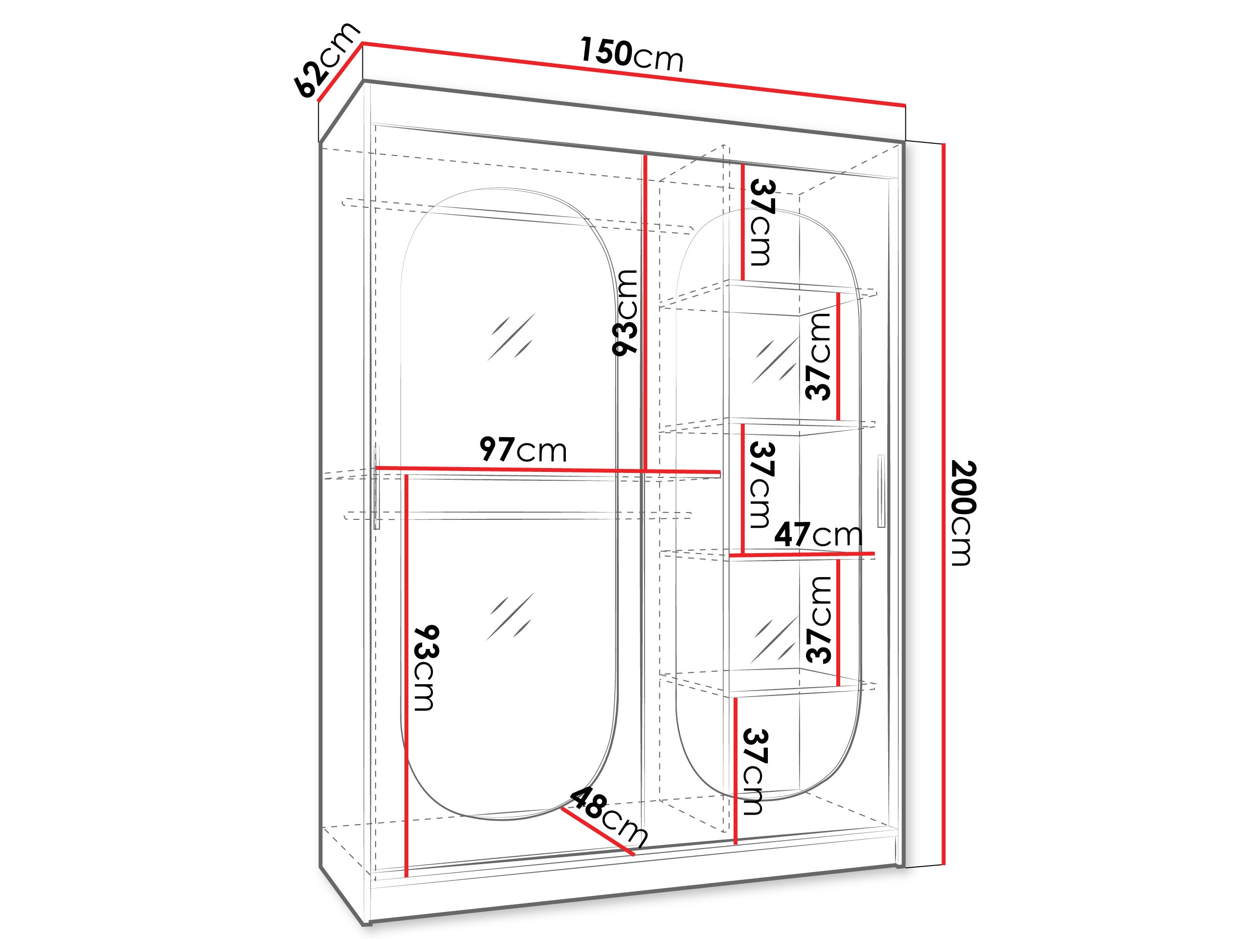 Kledingkast Hartford 519 (Zwart)