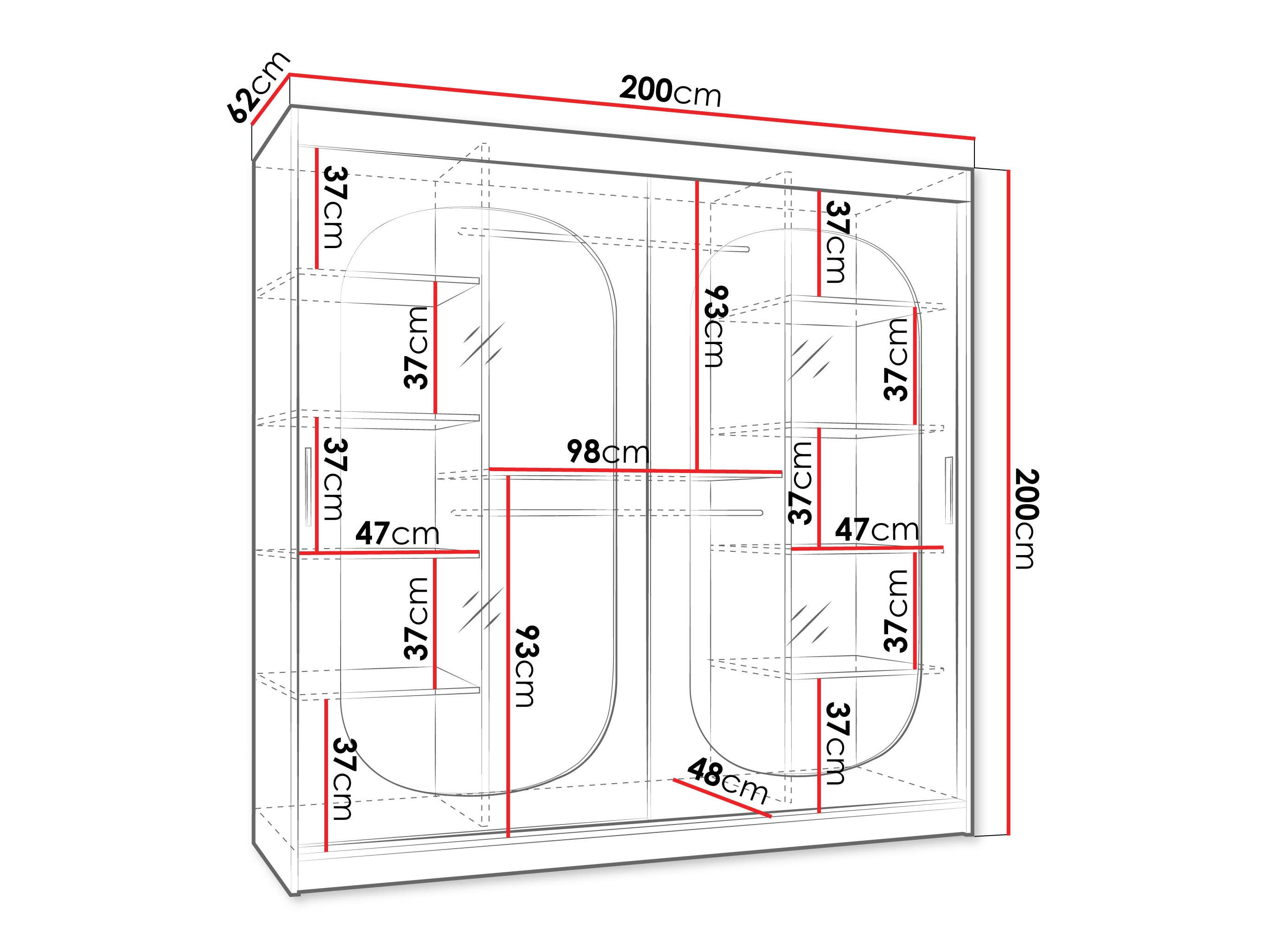 Kledingkast Hartford 521 (Zwart)