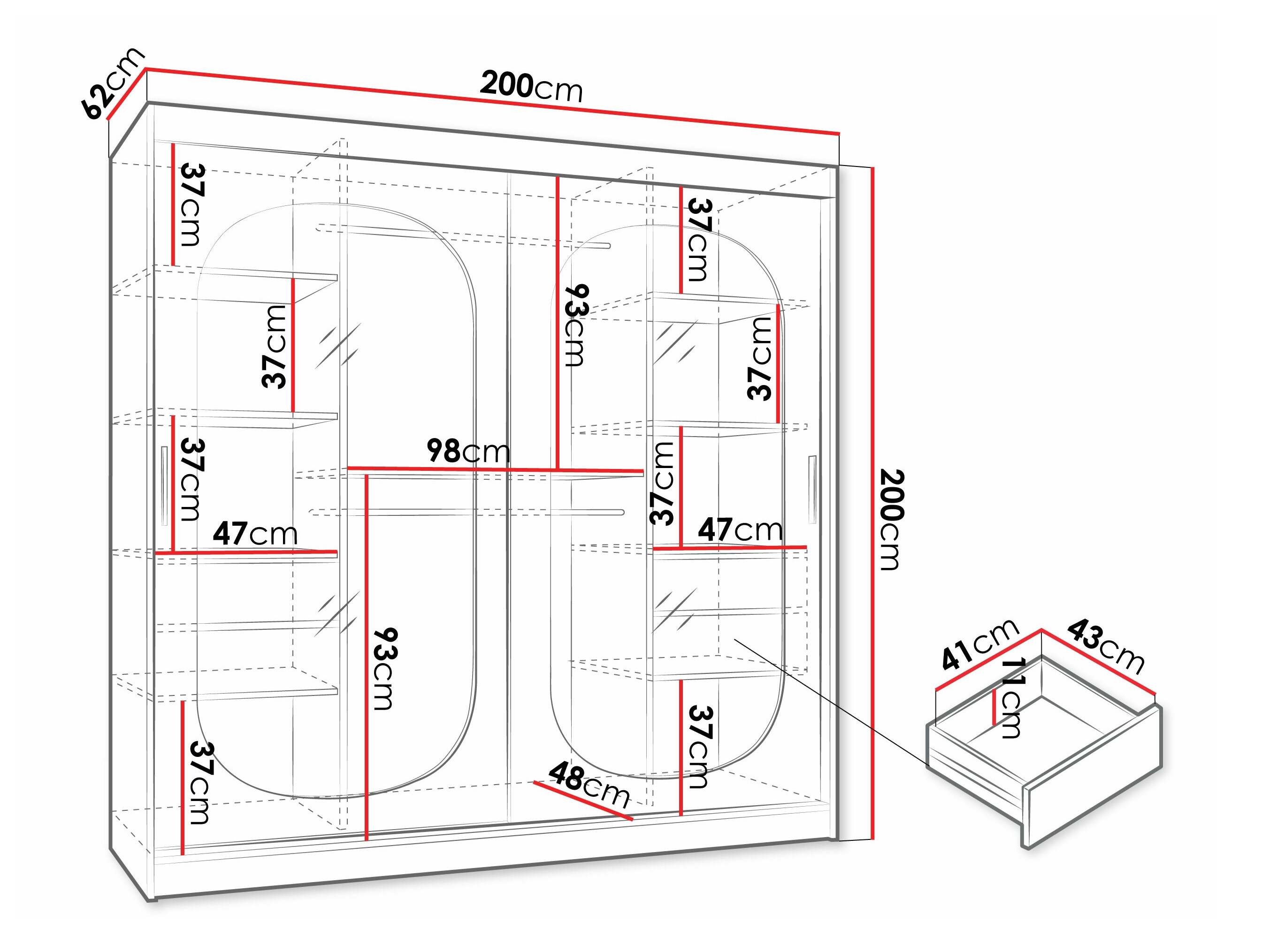 Kledingkast Hartford 521 (Zwart)