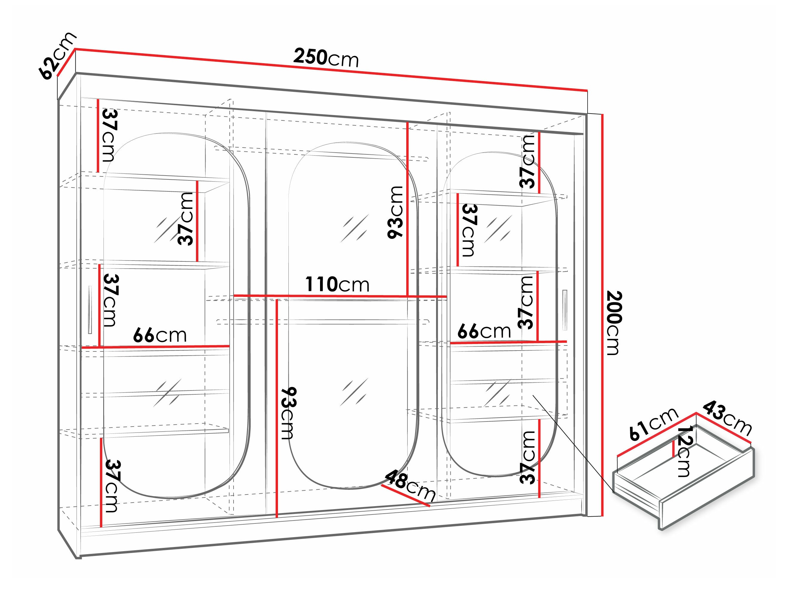 Kledingkast Hartford 522 (Kasjmier)