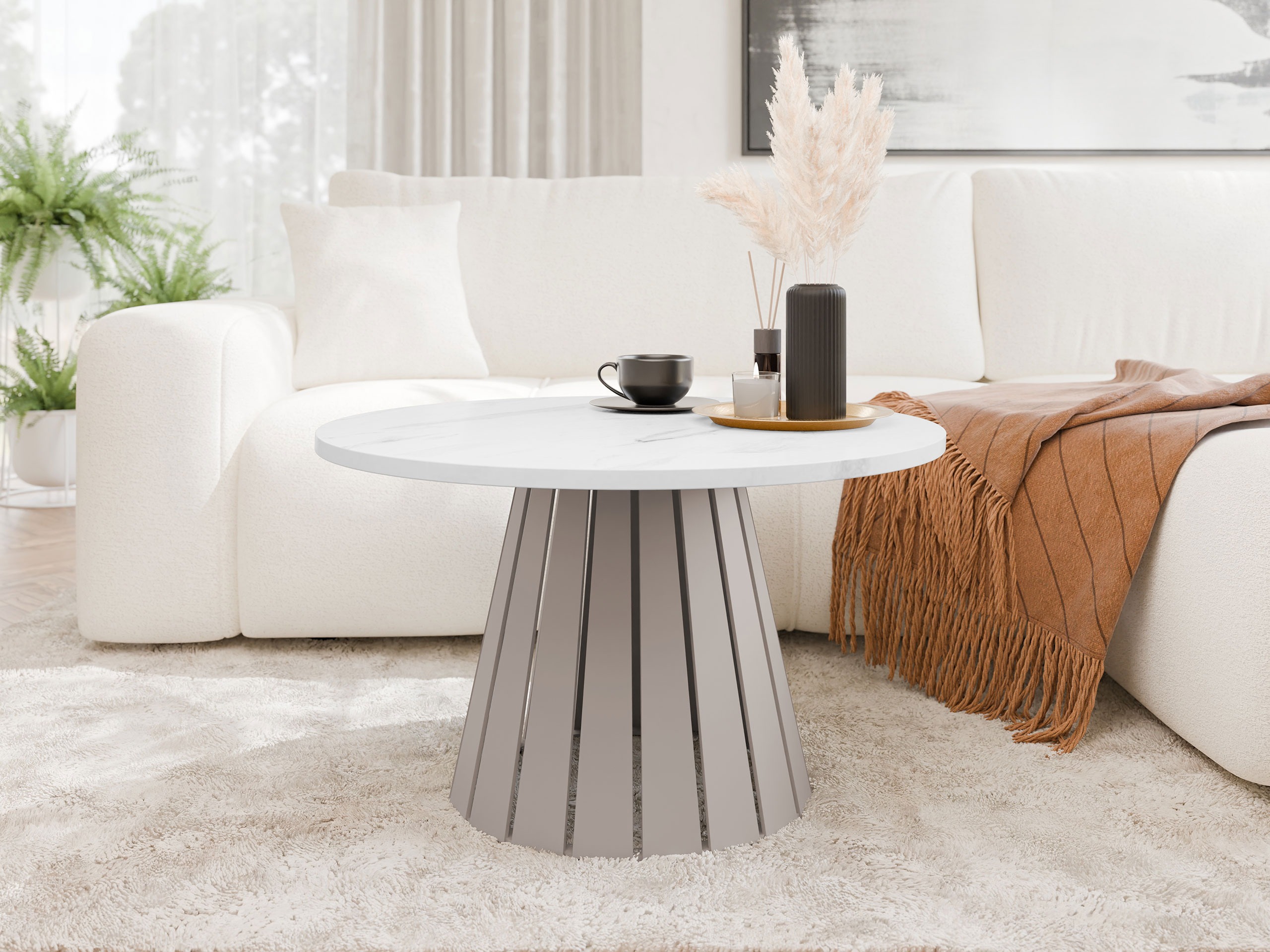 Salontafel Oswego 134 (Kasjmier + Wit marmer)