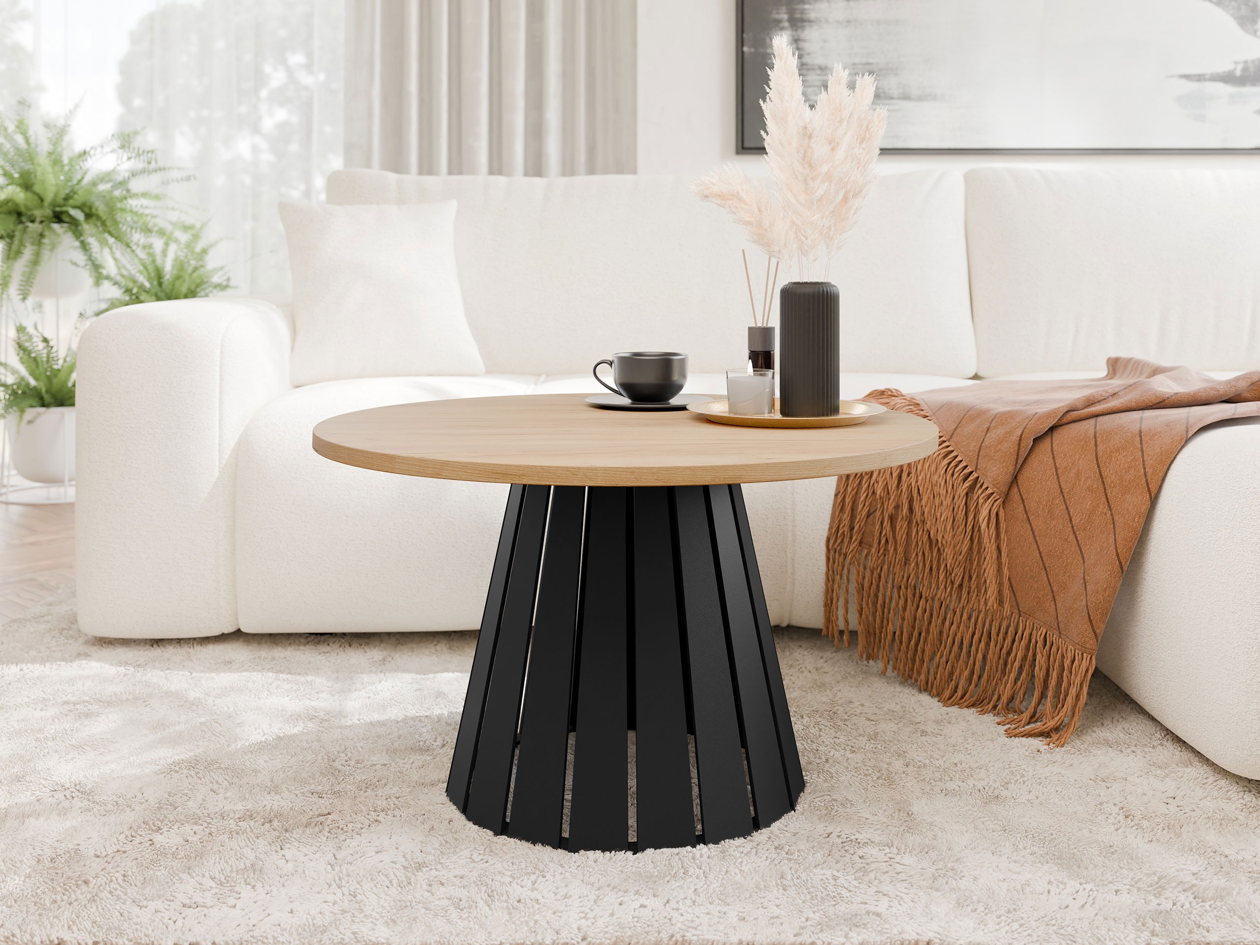 Salontafel Oswego 134 (Zwart + Eiken)