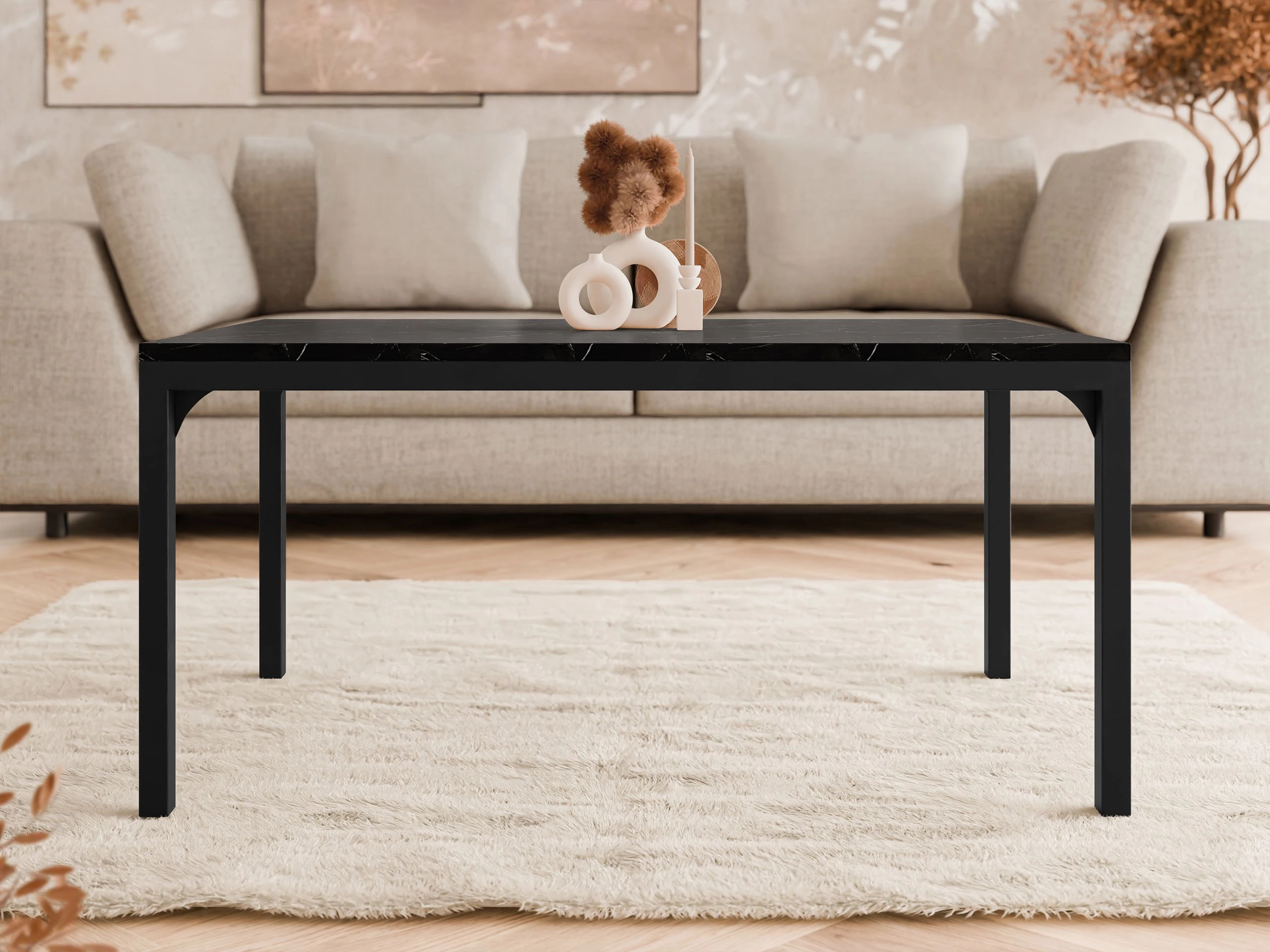 Salontafel Oswego 138 (Zwart marmer + Zwart)