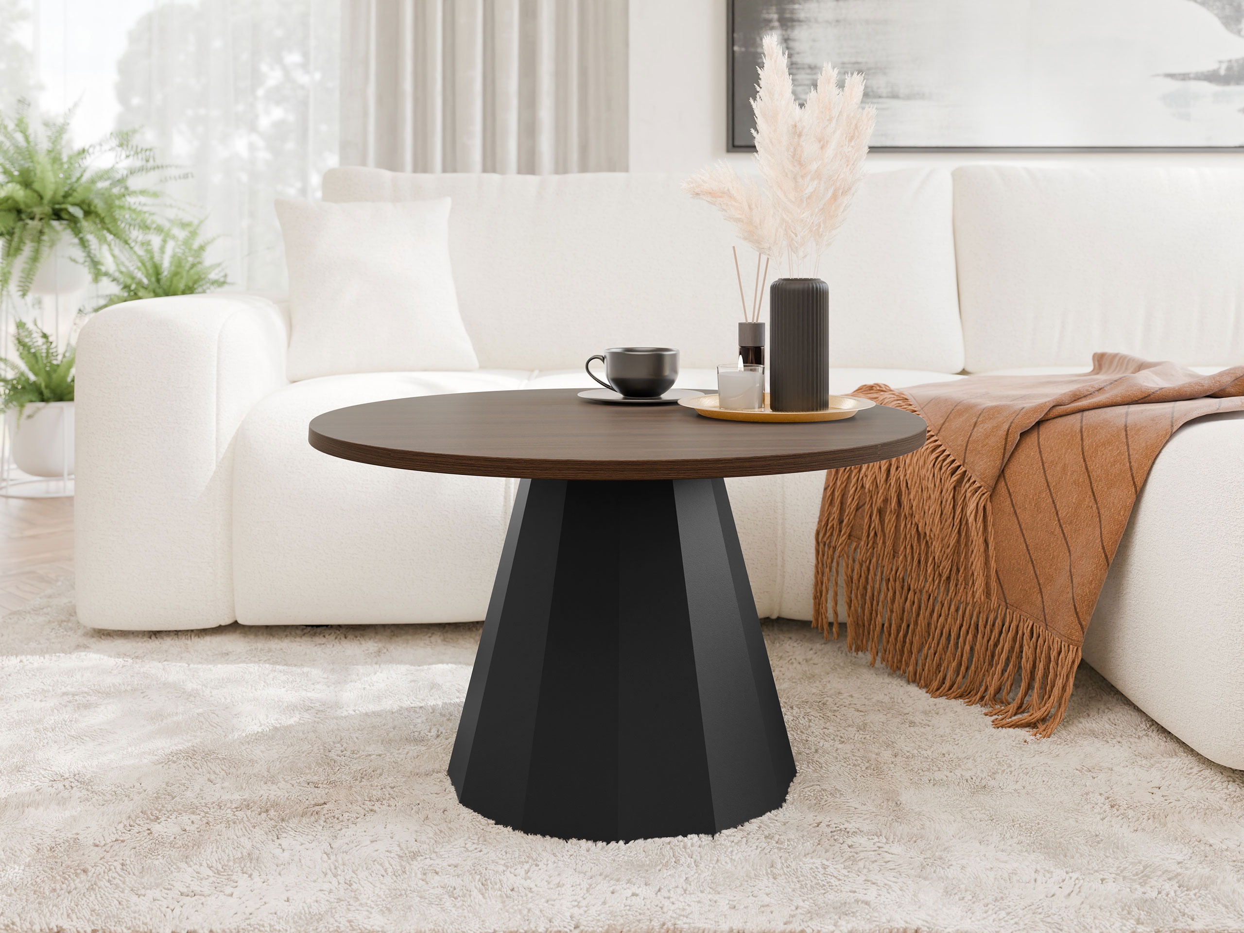 Salontafel Oswego 139 (Zwart + Notenhout)