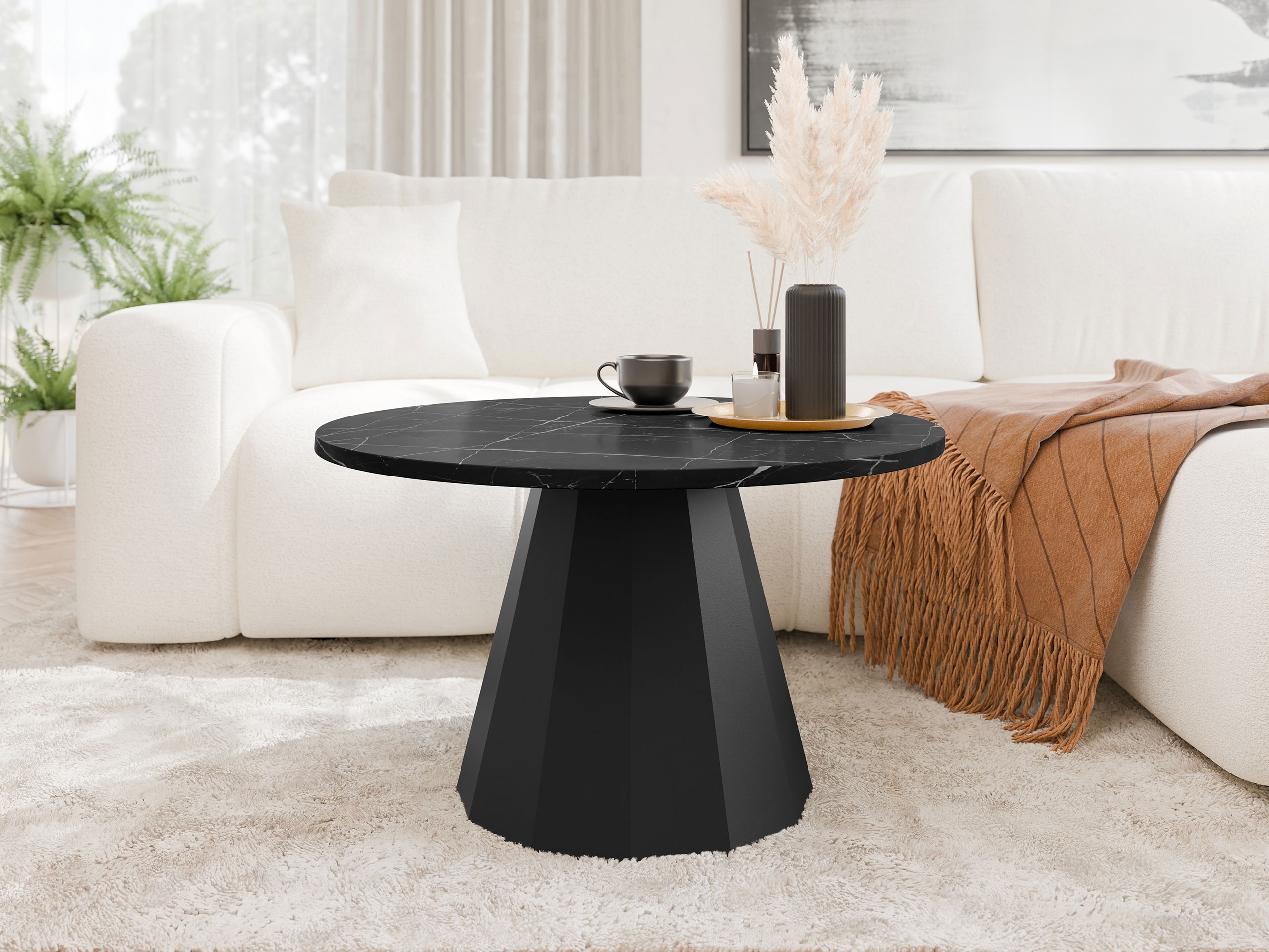 Salontafel Oswego 139 (Zwart + Zwart marmer)