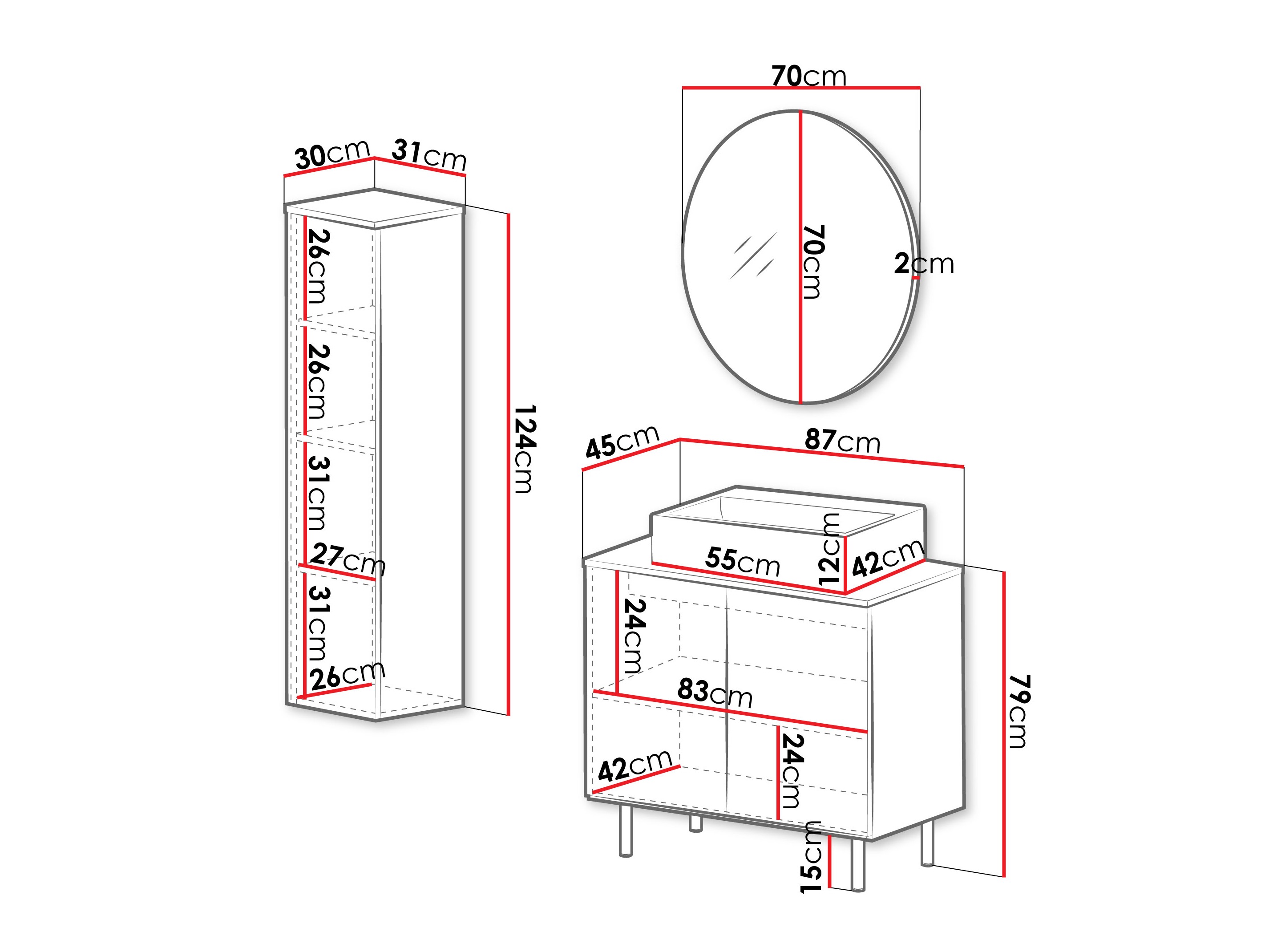 Badkamerset Virdomi 110 (Zwart)
