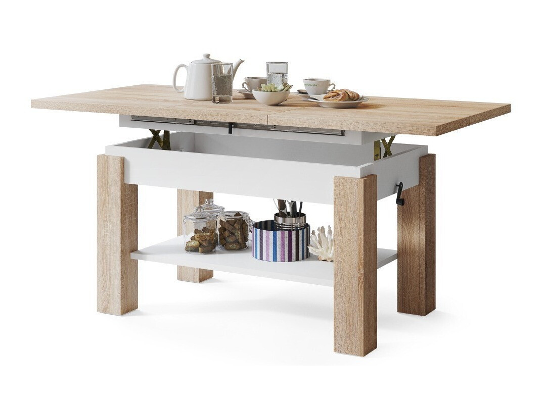 Transformeerbare salontafel Glendale 100 (Sonoma eik + Wit)