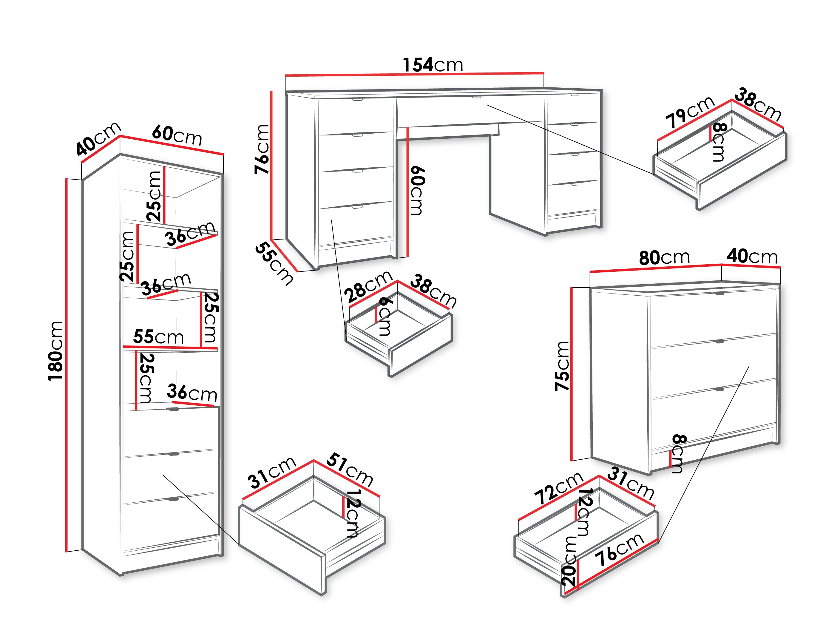 Thuiskantoorset Comfivo Larmire 121 (Wit)