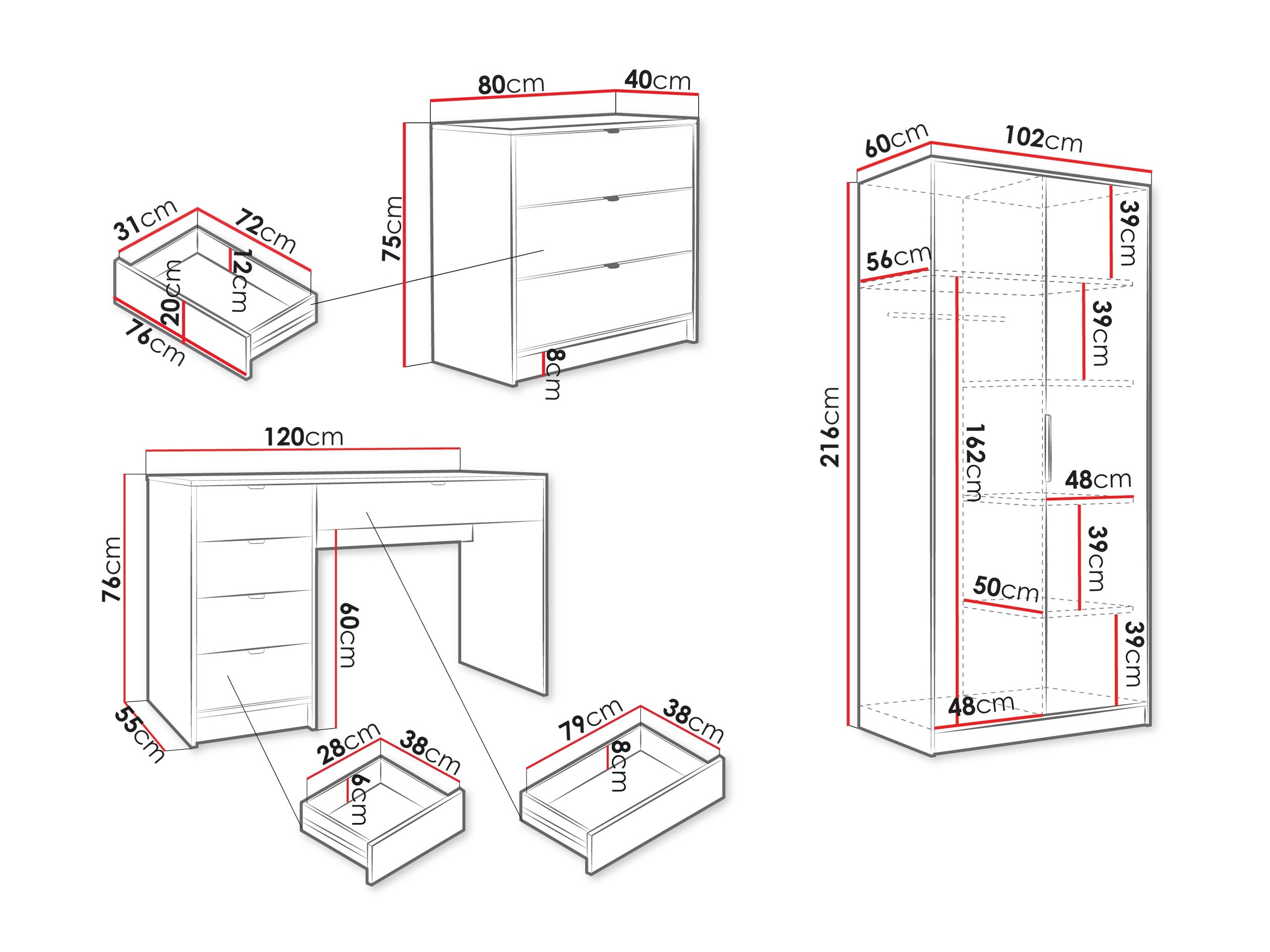 Thuiskantoorset Comfivo Larmire 123 (Wit)