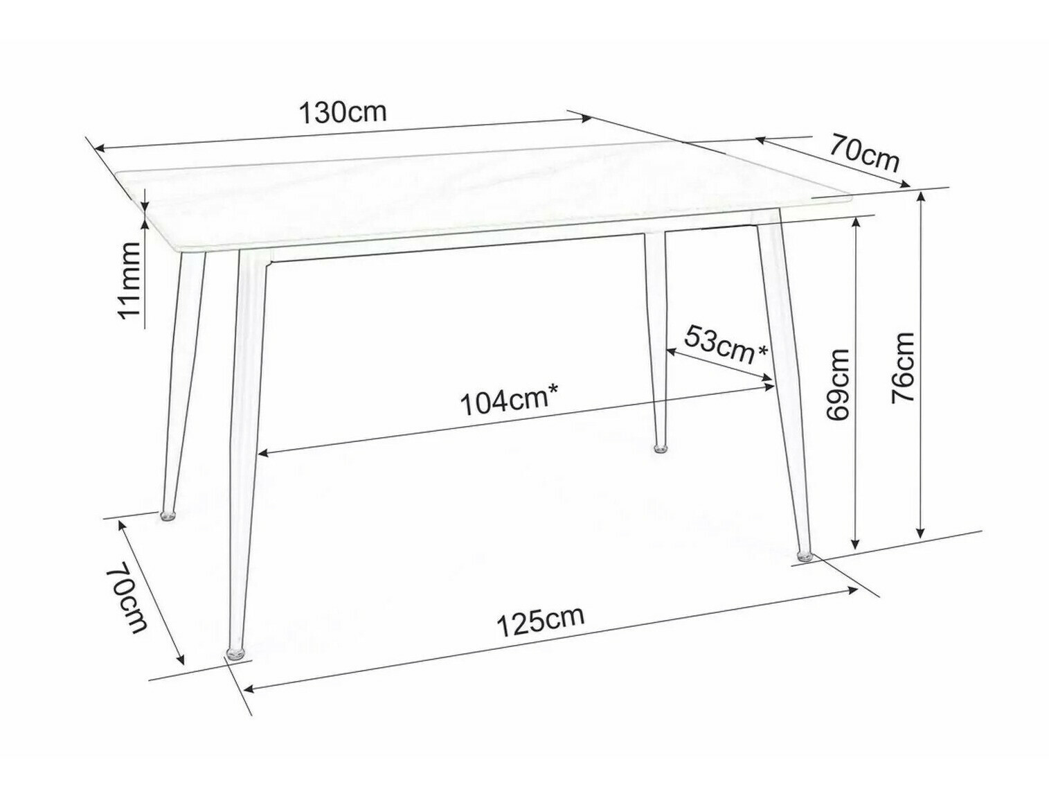 Tafel Detroit 779 (Grijs marmer)