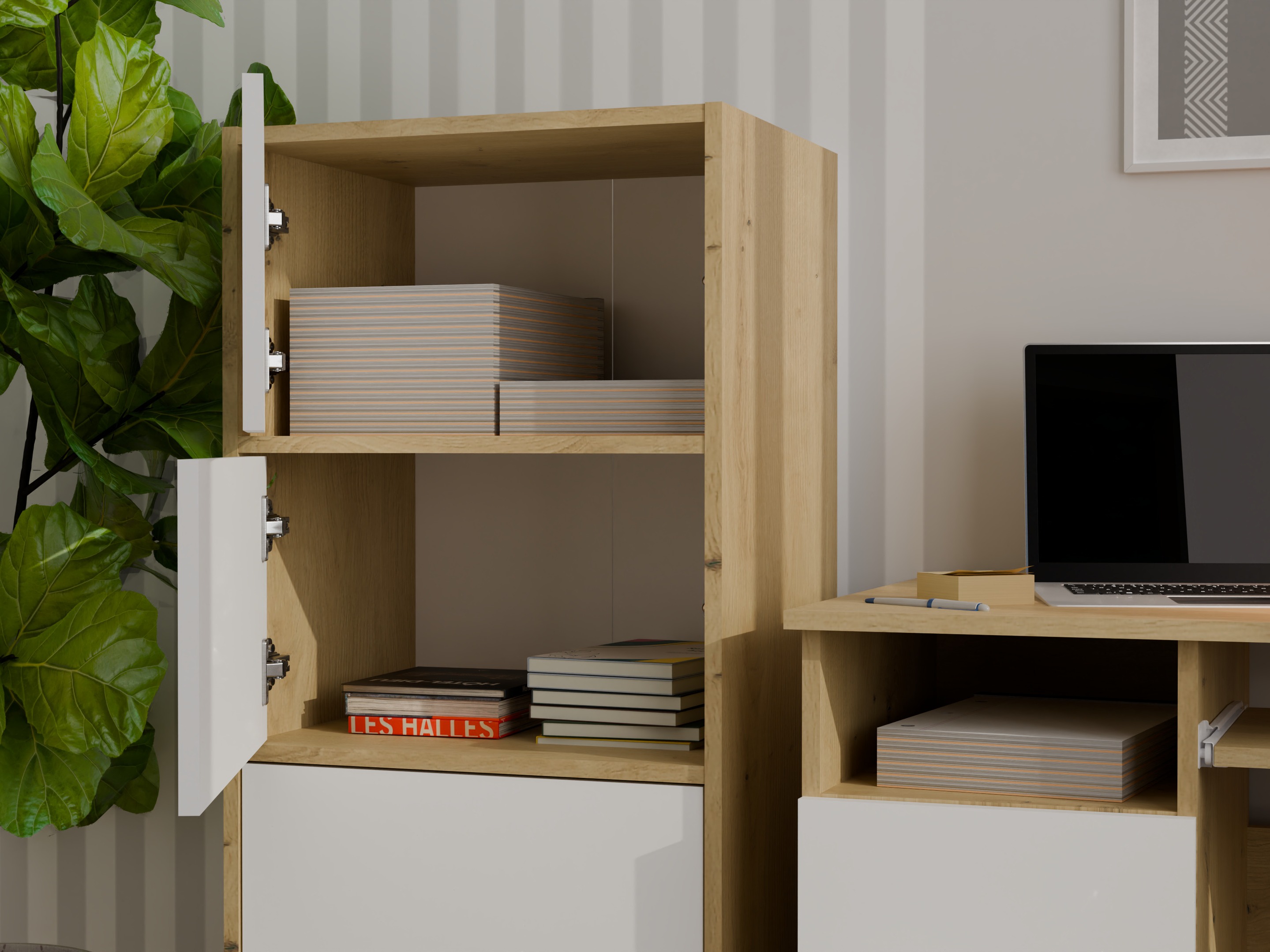 Dressoir Mandeville 298 (Wit + Artisan eiken)