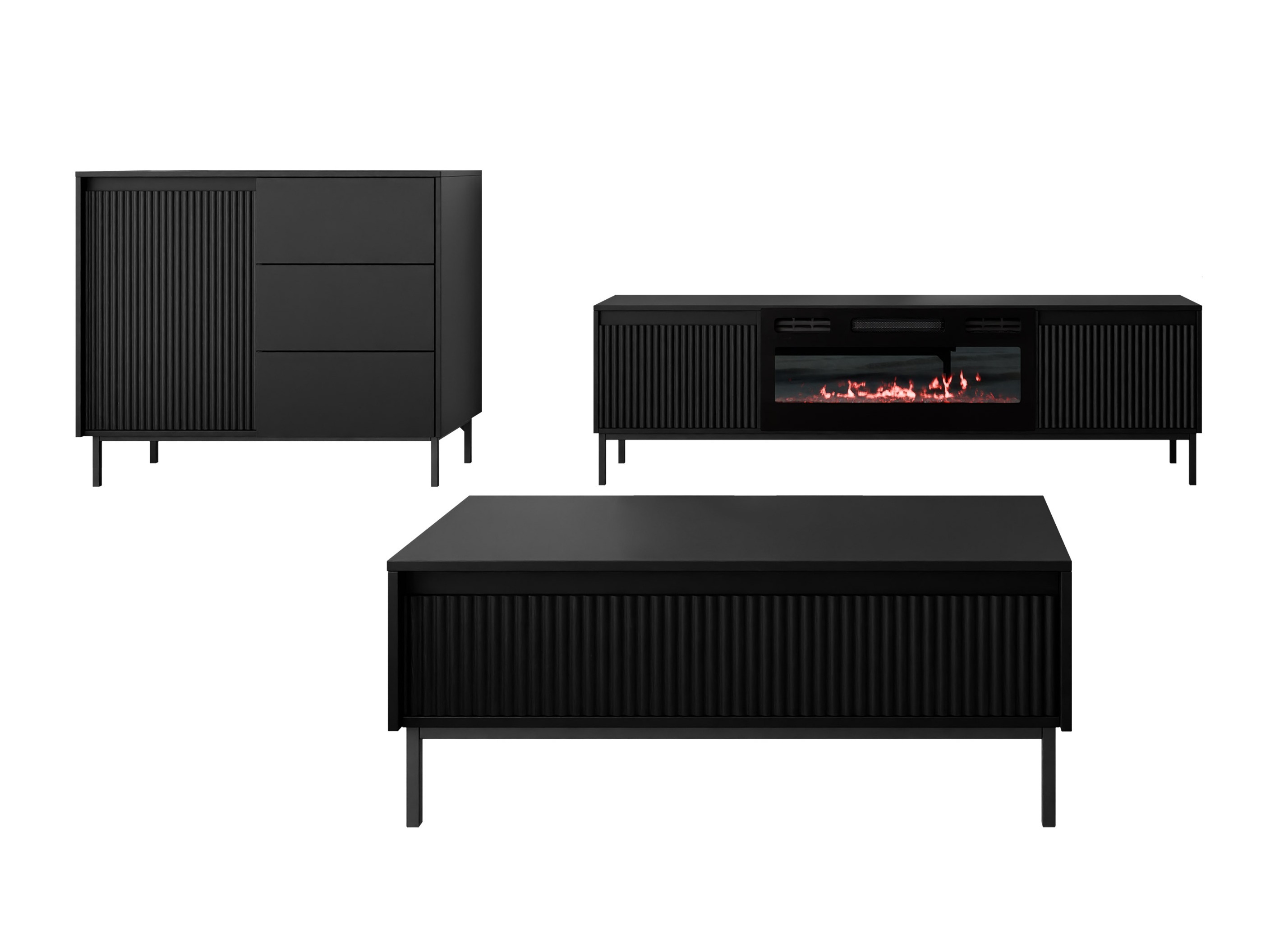 Woonkamerset Comfivo Delruva 110 (Zwart)