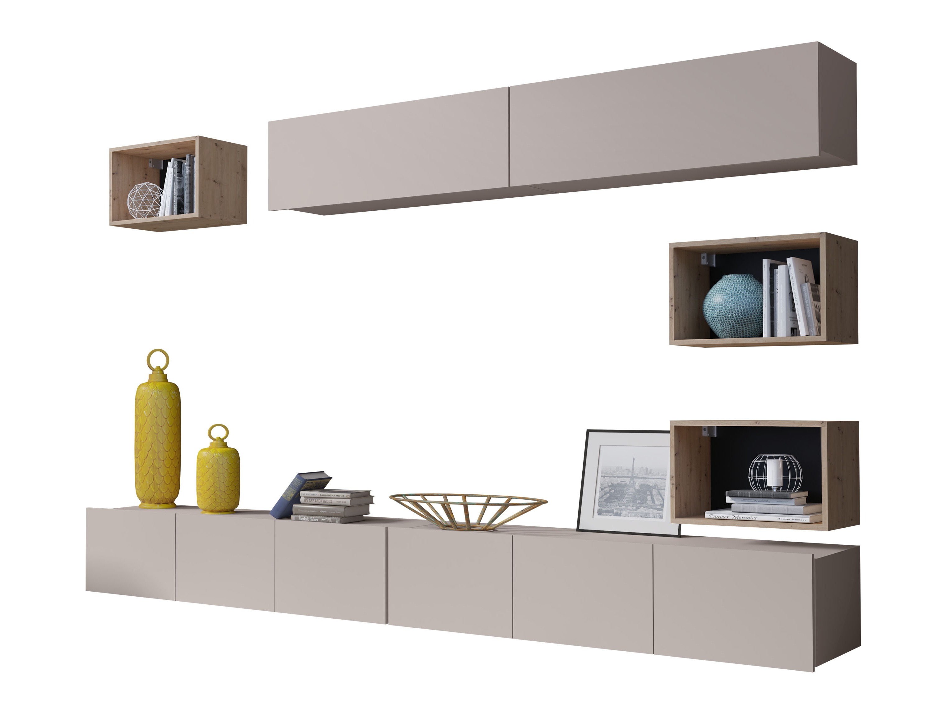 Woonkamerset Tivdalu 151 (Kasjmier + Artisan eiken)