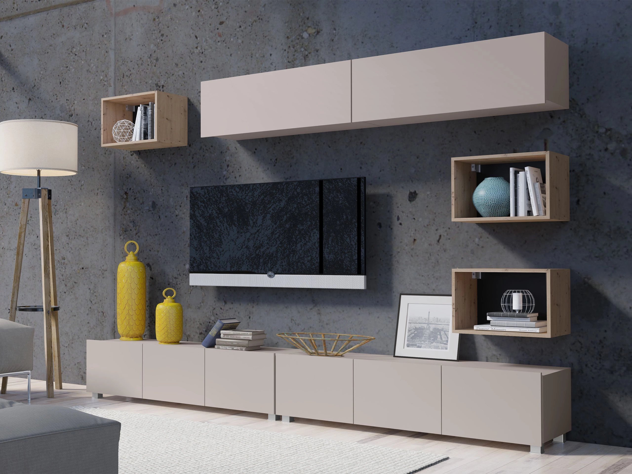 Woonkamerset Tivdalu 151 (Kasjmier + Artisan eiken)