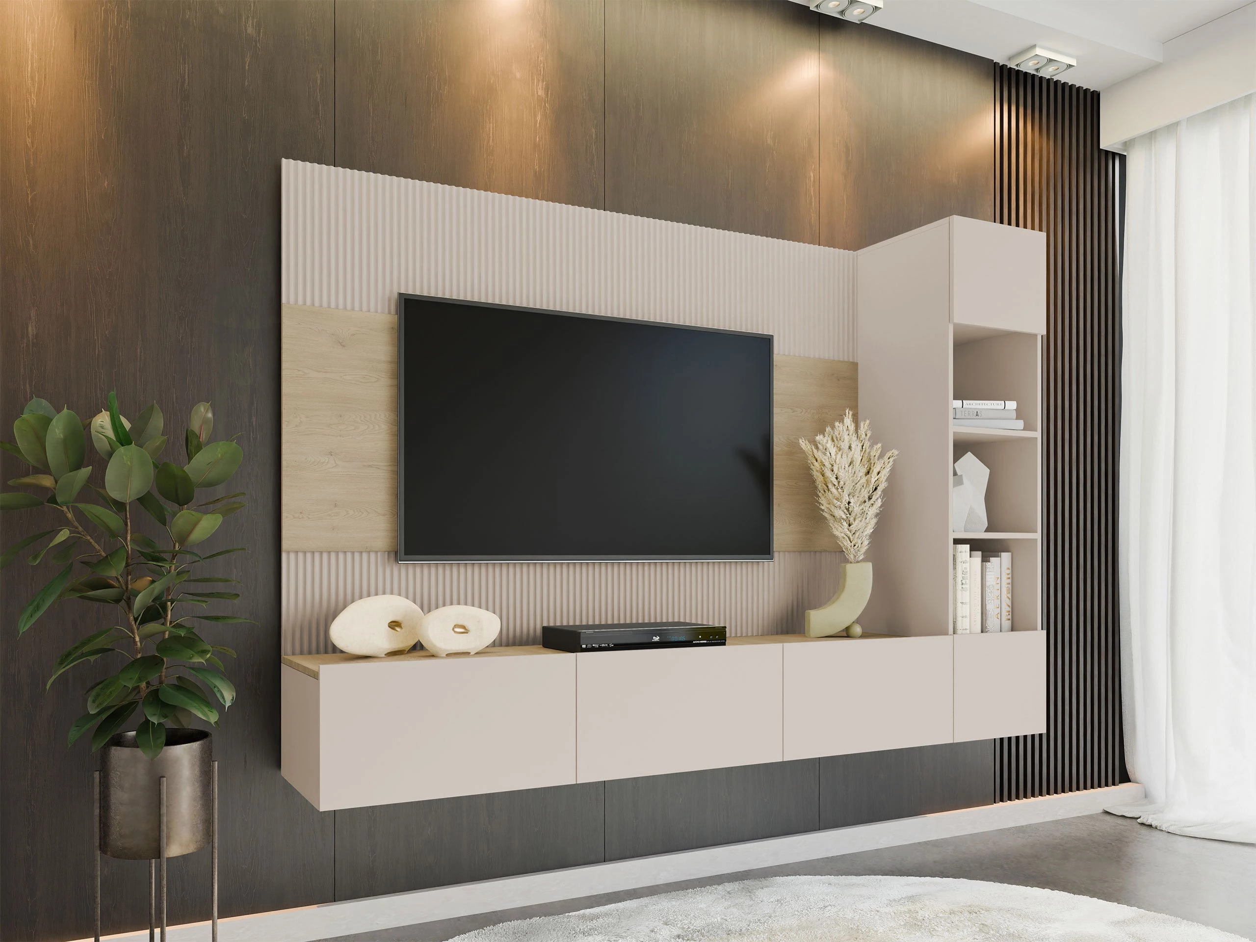 Woonkamerset Comfivo 369 (Beige + Eiken)