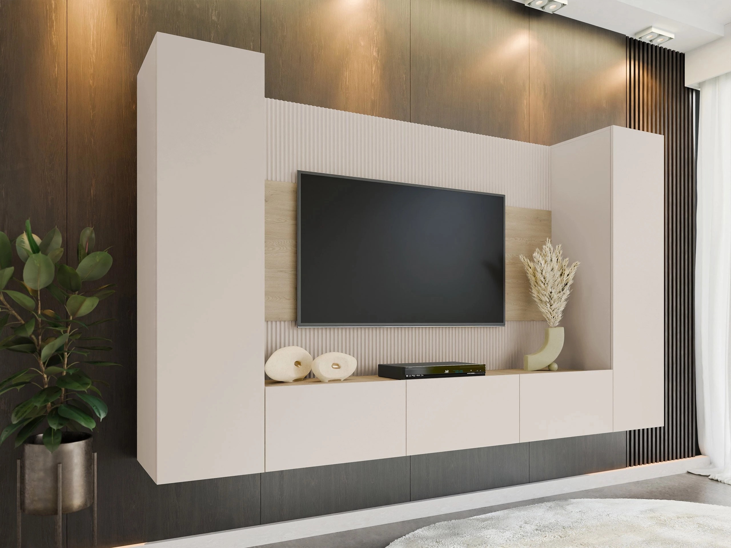 Woonkamerset Comfivo 451 (Beige + Eiken)