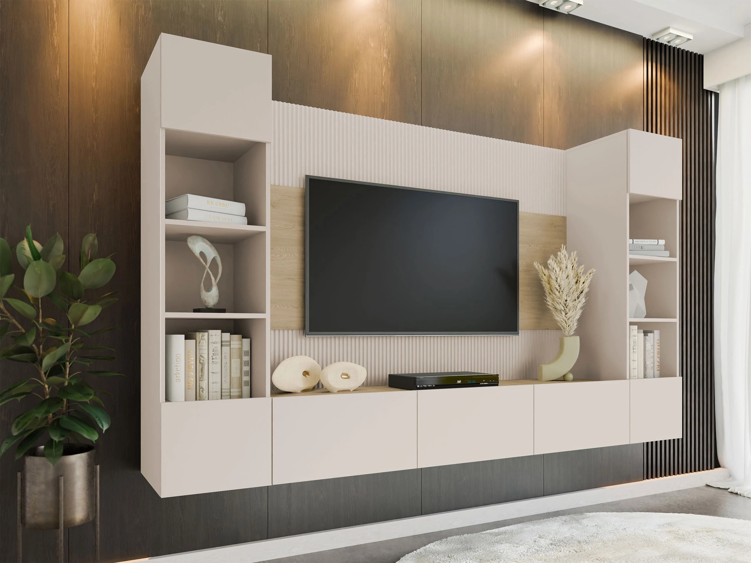 Woonkamerset Comfivo Salix I (Beige + Eiken)