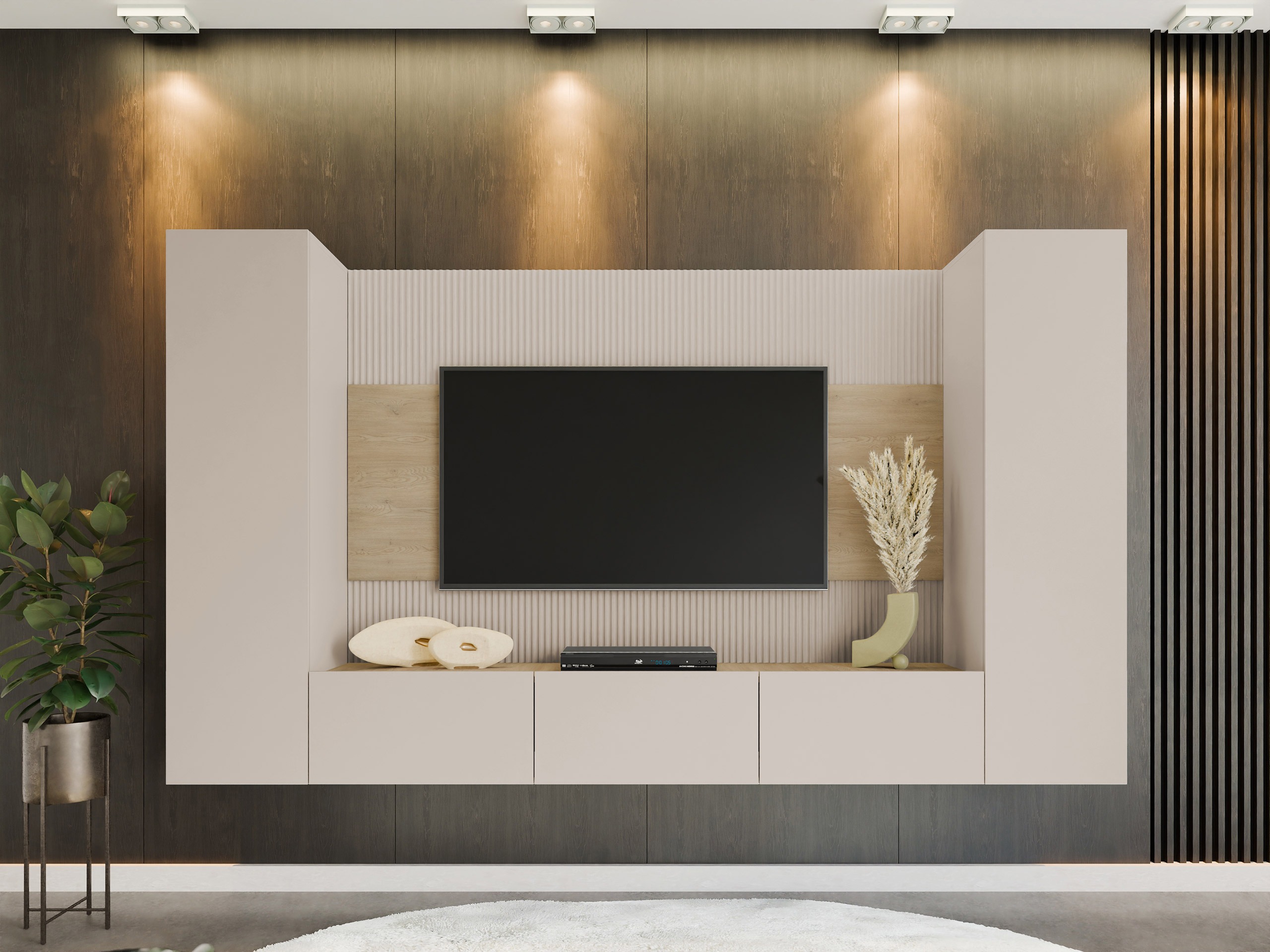 Woonkamerset Comfivo Salix V (Beige + Eiken)
