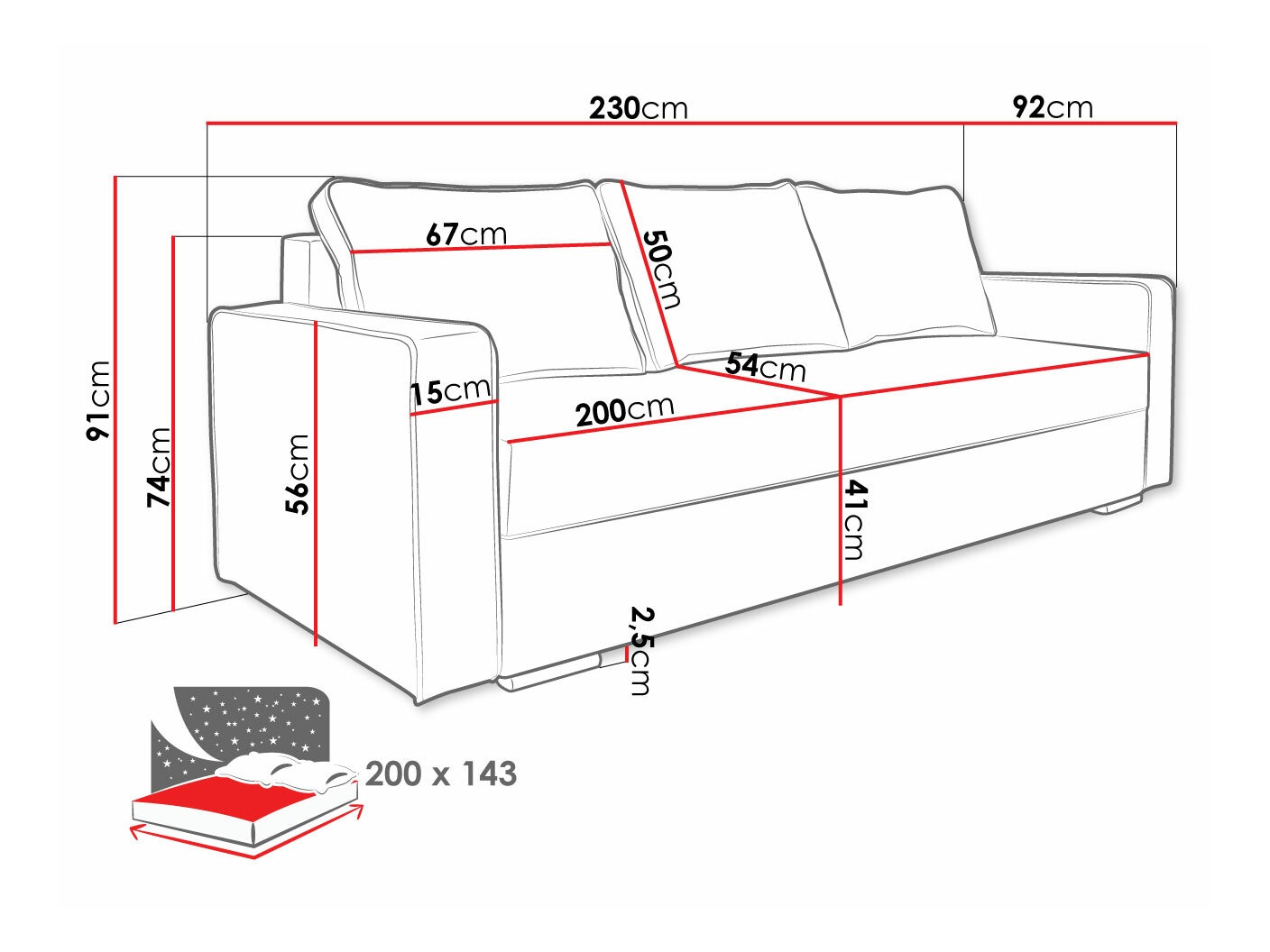 Slaapbank Decatur 101 (Forever 60 + Forever 68)