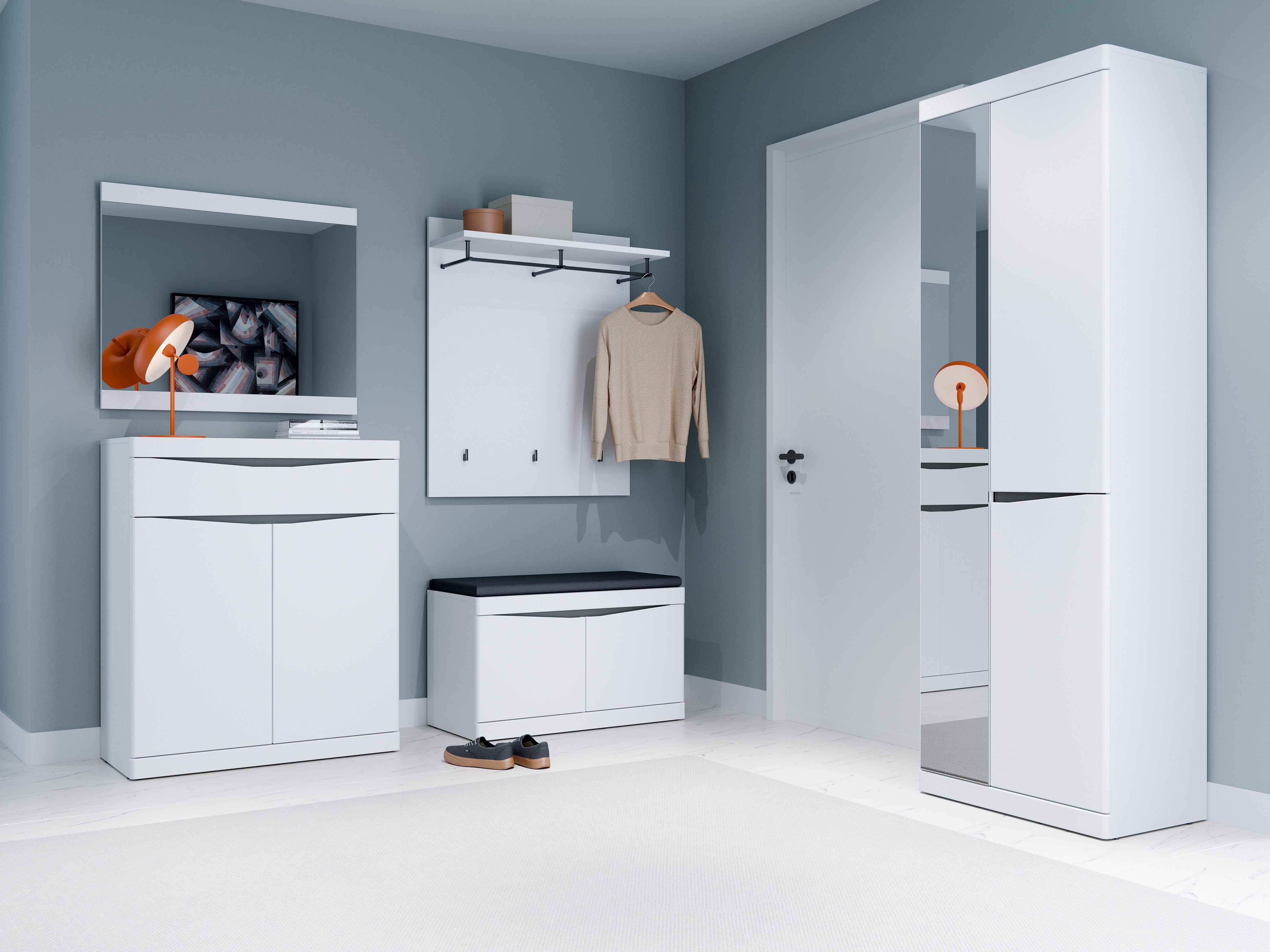 Kledingkast Venlori 139 (Wit + Grafiet)