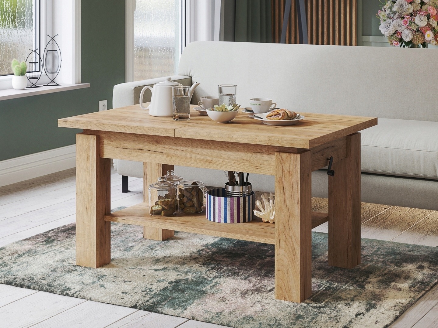 Transformeerbare salontafel Glendale 100 (Ambachtelijke gouden eik)