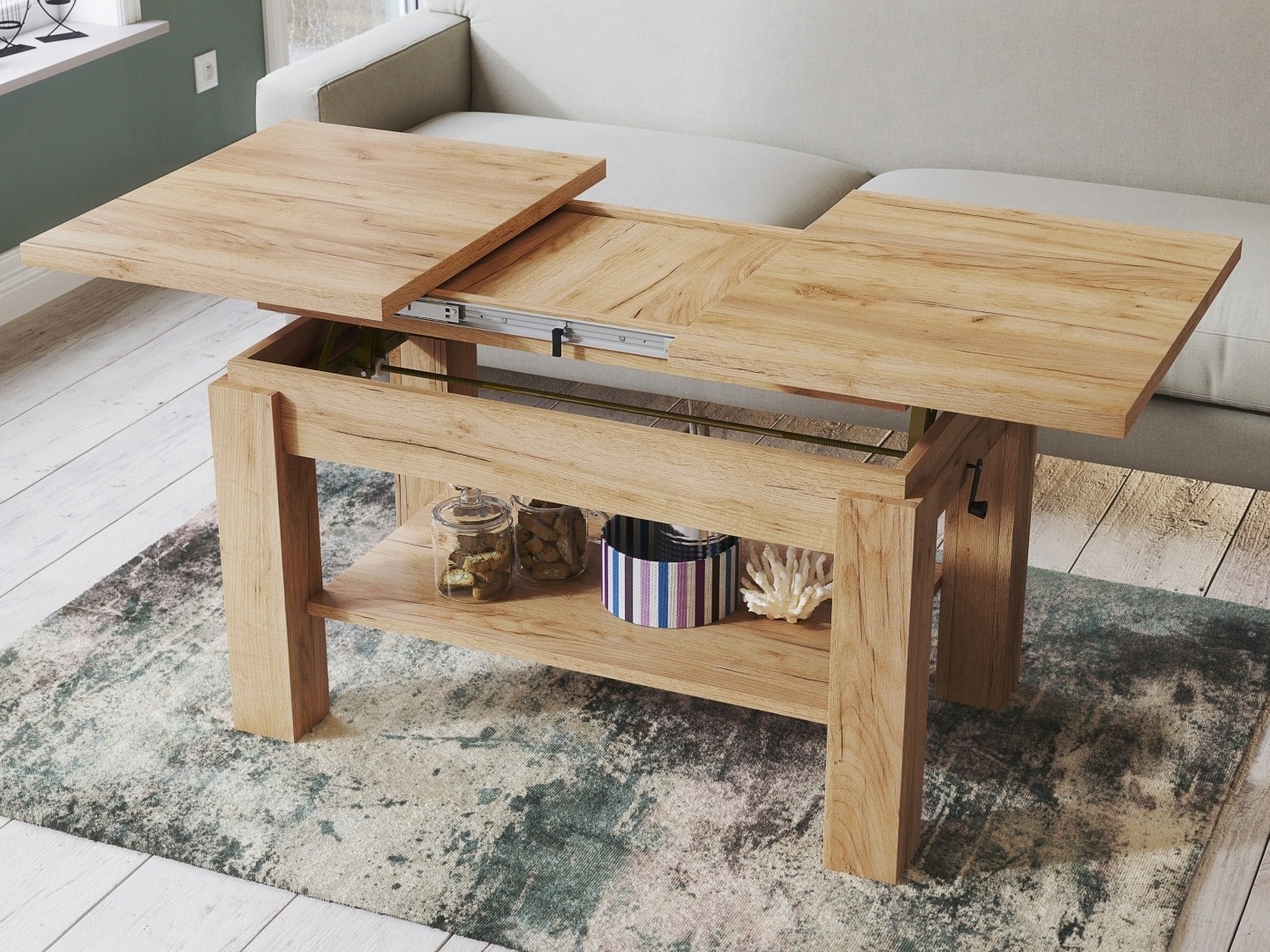 Transformeerbare salontafel Glendale 100 (Ambachtelijke gouden eik)