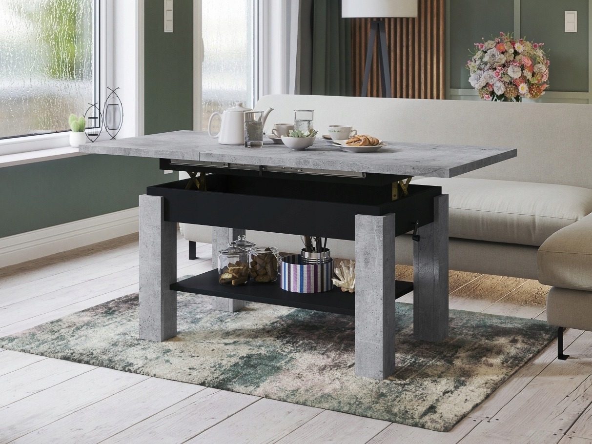 Transformeerbare salontafel Glendale 100 (Beton + Zwart)