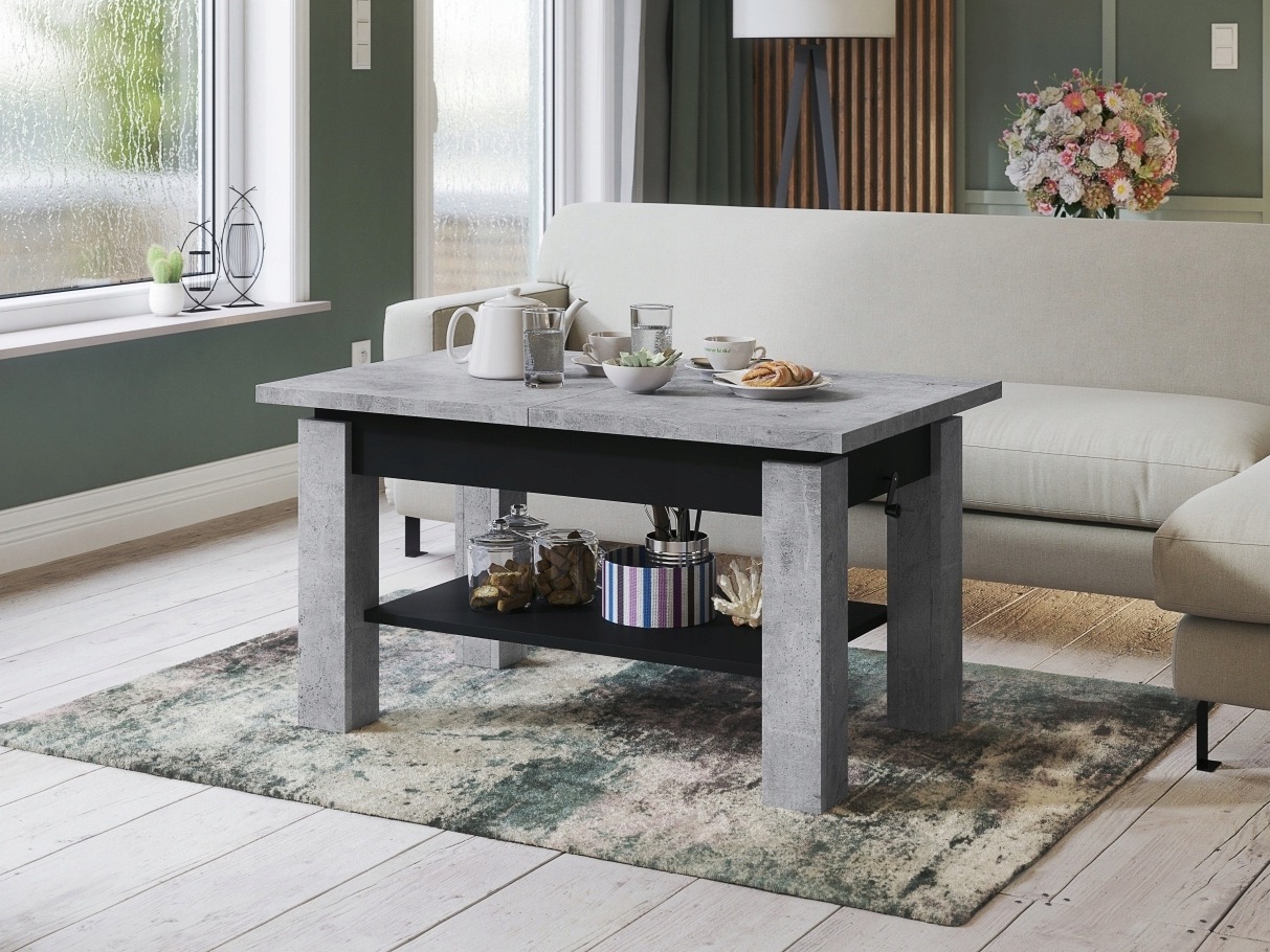 Transformeerbare salontafel Glendale 100 (Beton + Zwart)