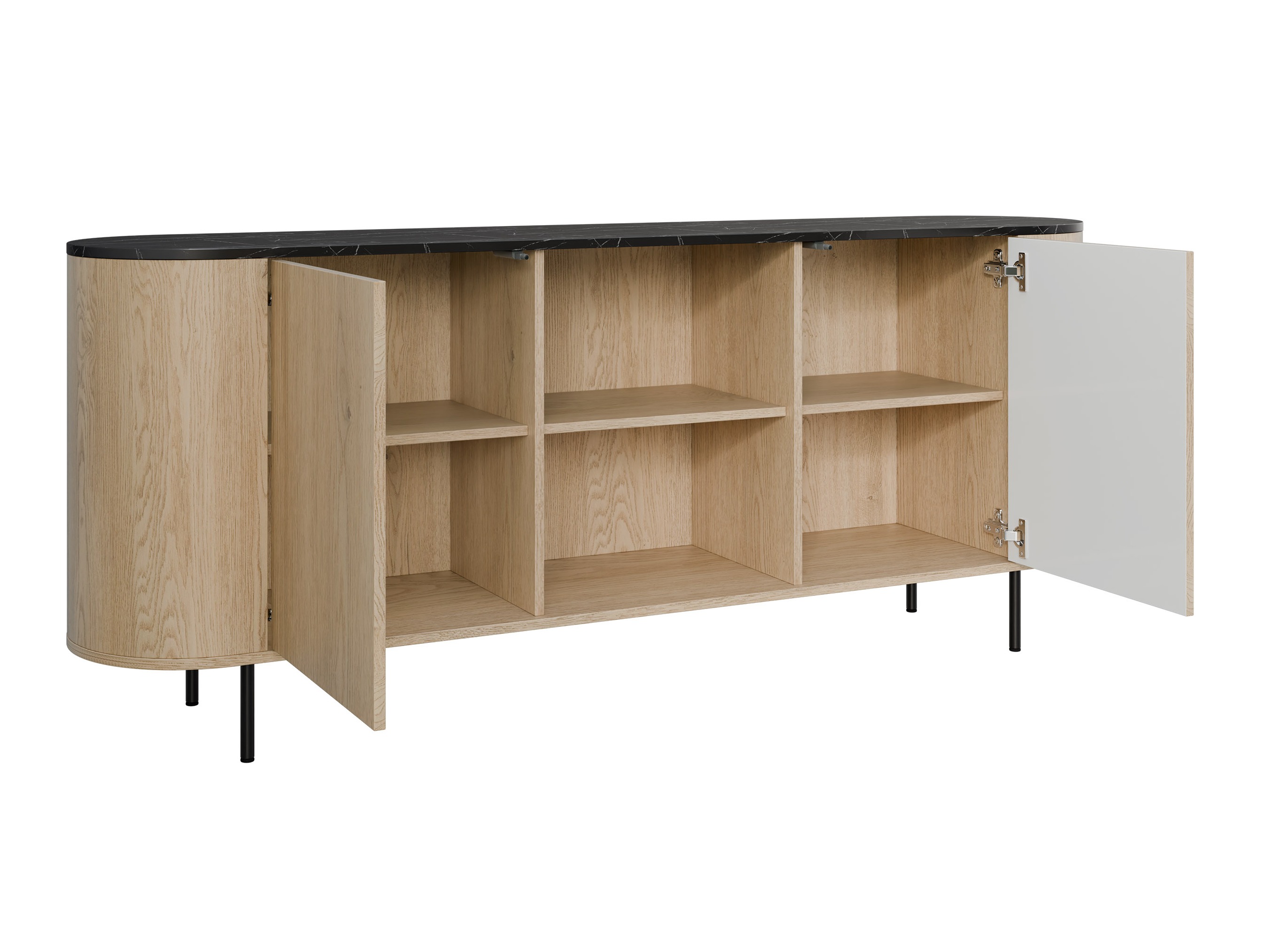 Dressoir Comfivo Livtena 101 (Zwart marmer + Zwart)
