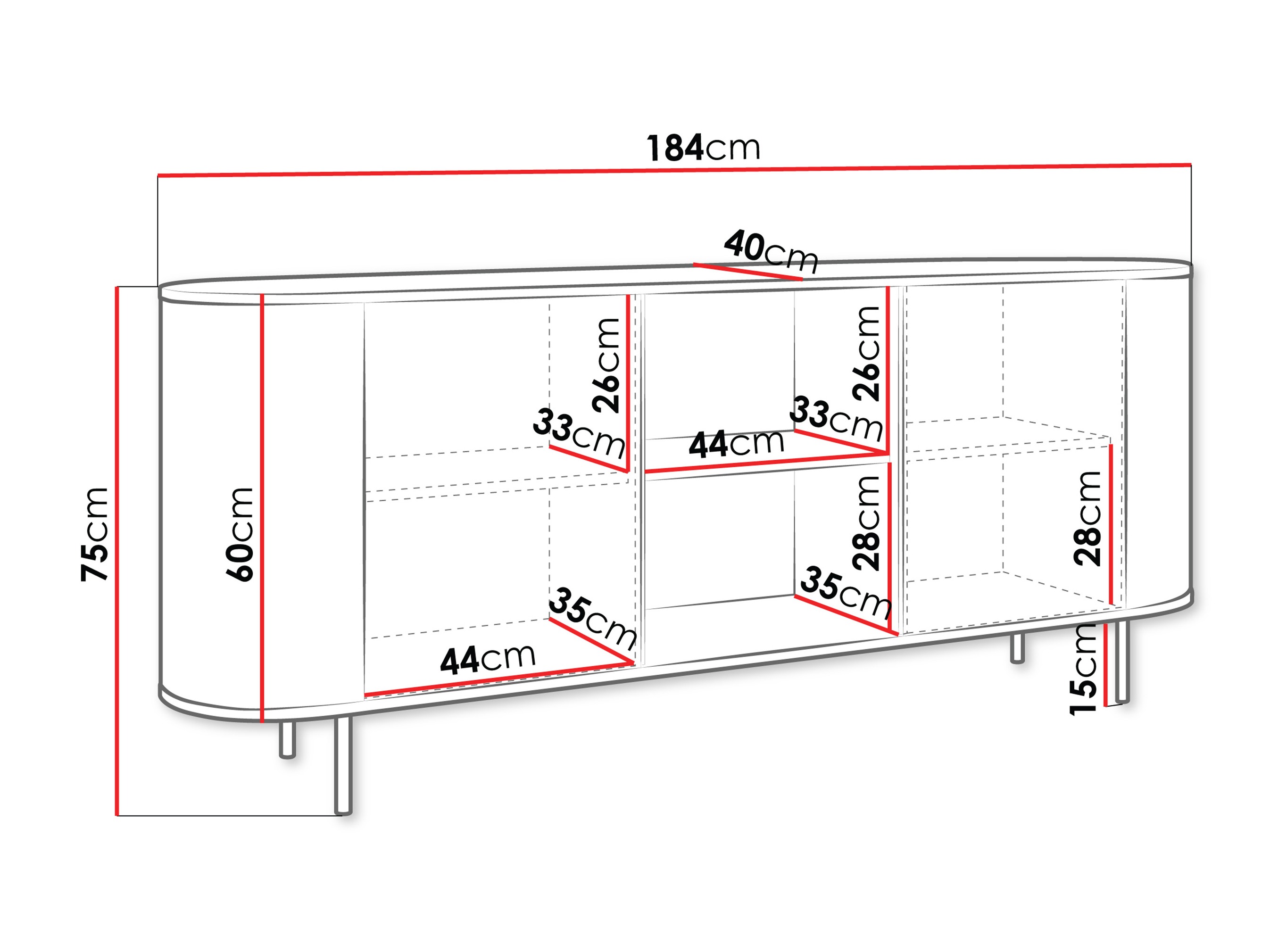 Dressoir Comfivo Livtena 101 (Zwart marmer + Zwart)