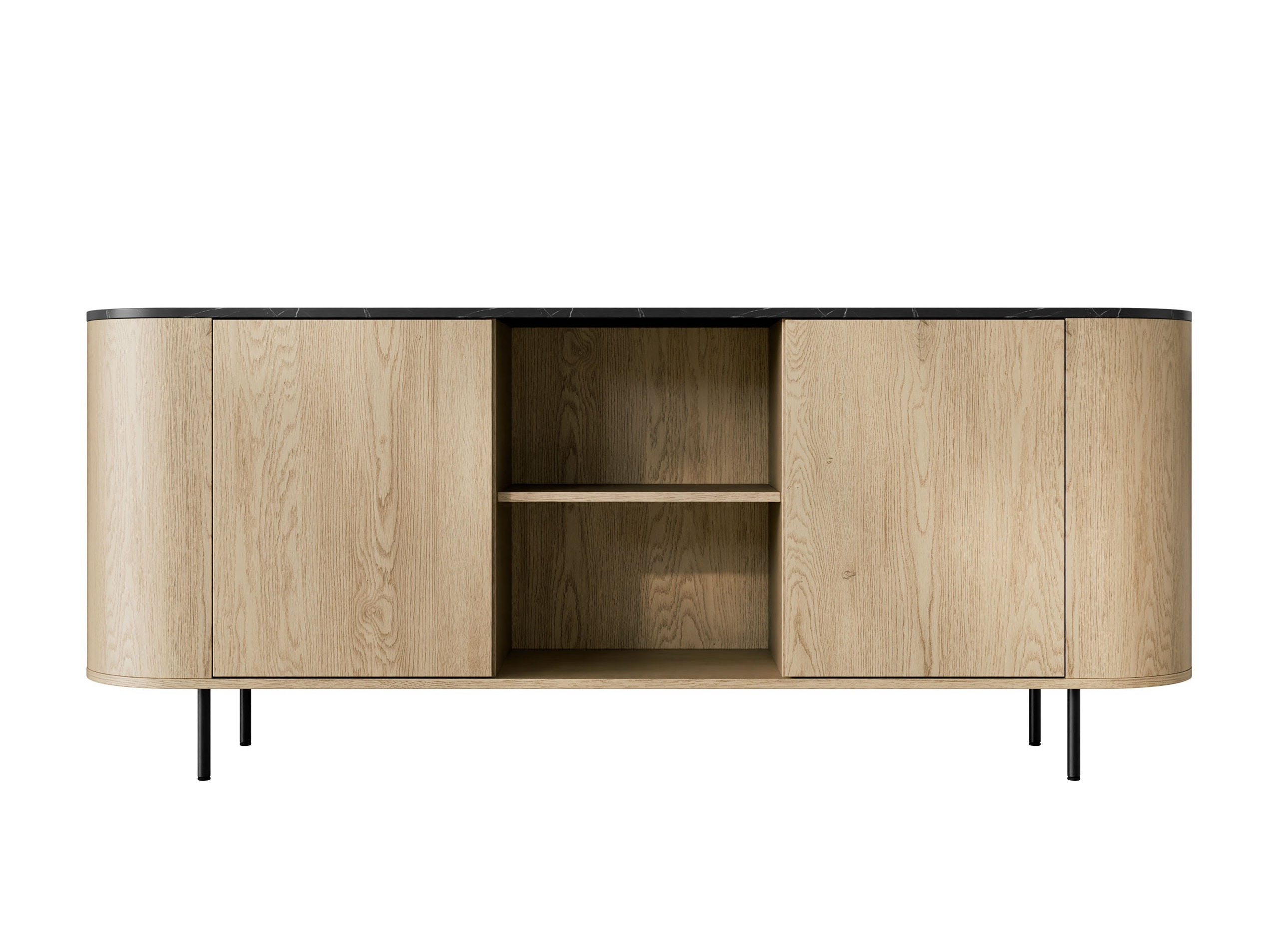 Dressoir Comfivo Livtena I (Zwart marmer + Zwart)